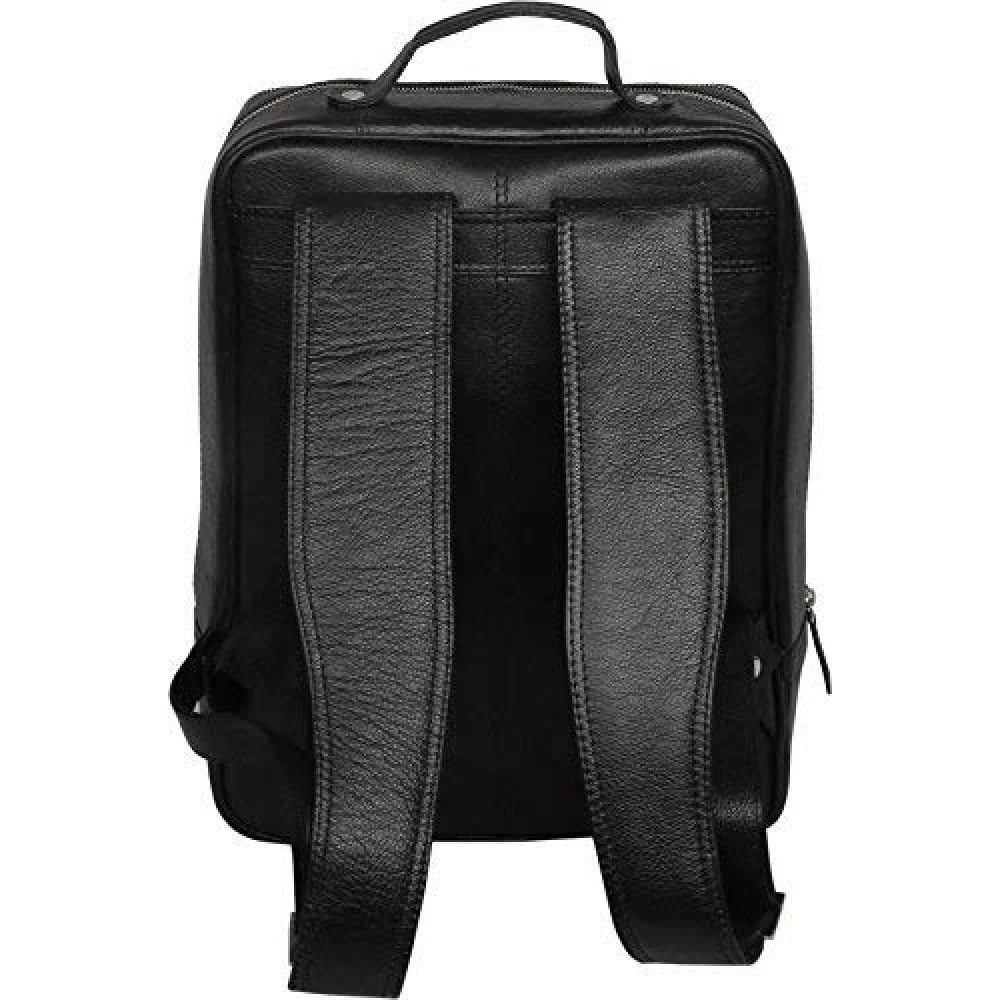 15 inch Leather Laptop Backpack - Black