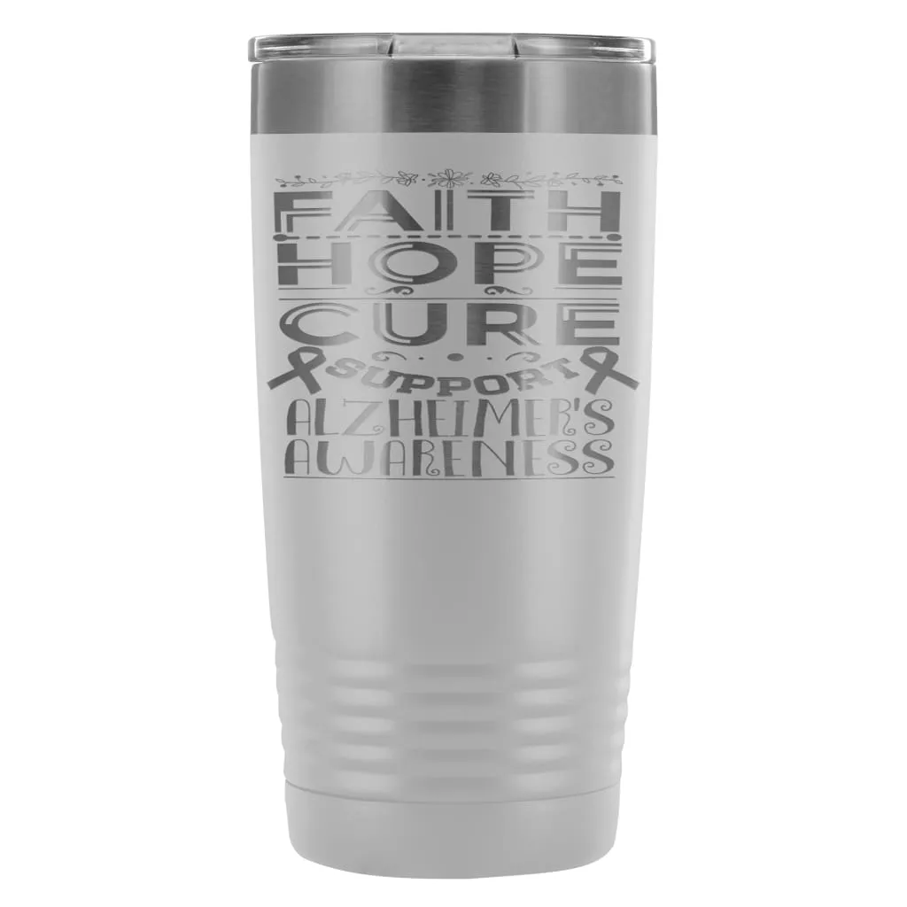 Alzheimers Awareness Travel Mug Faith Hope Cure 20oz Stainless Steel Tumbler