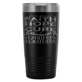 Alzheimers Awareness Travel Mug Faith Hope Cure 20oz Stainless Steel Tumbler