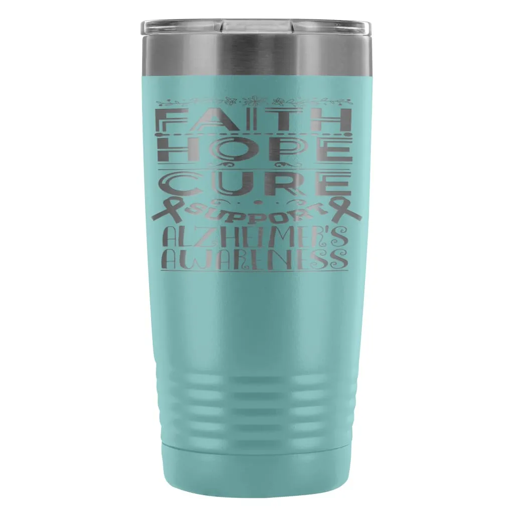 Alzheimers Awareness Travel Mug Faith Hope Cure 20oz Stainless Steel Tumbler