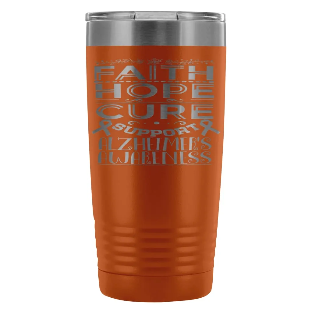 Alzheimers Awareness Travel Mug Faith Hope Cure 20oz Stainless Steel Tumbler