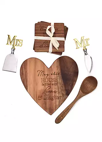 Amore Heart Board, Coasters, Cheese Knives & Spoon Set | Kaleidoscope