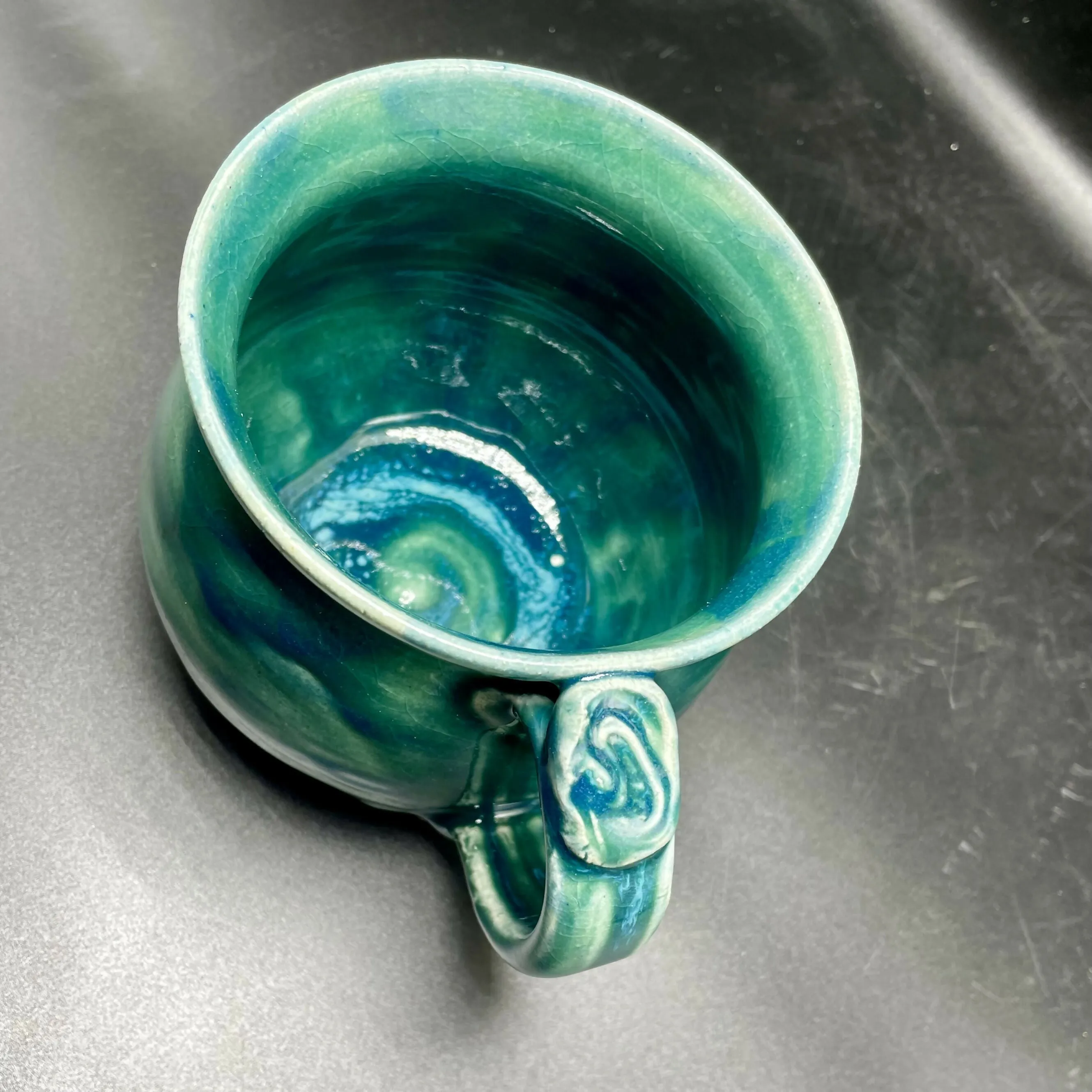 Angie Talbert Studios - Stamped Teal Mug