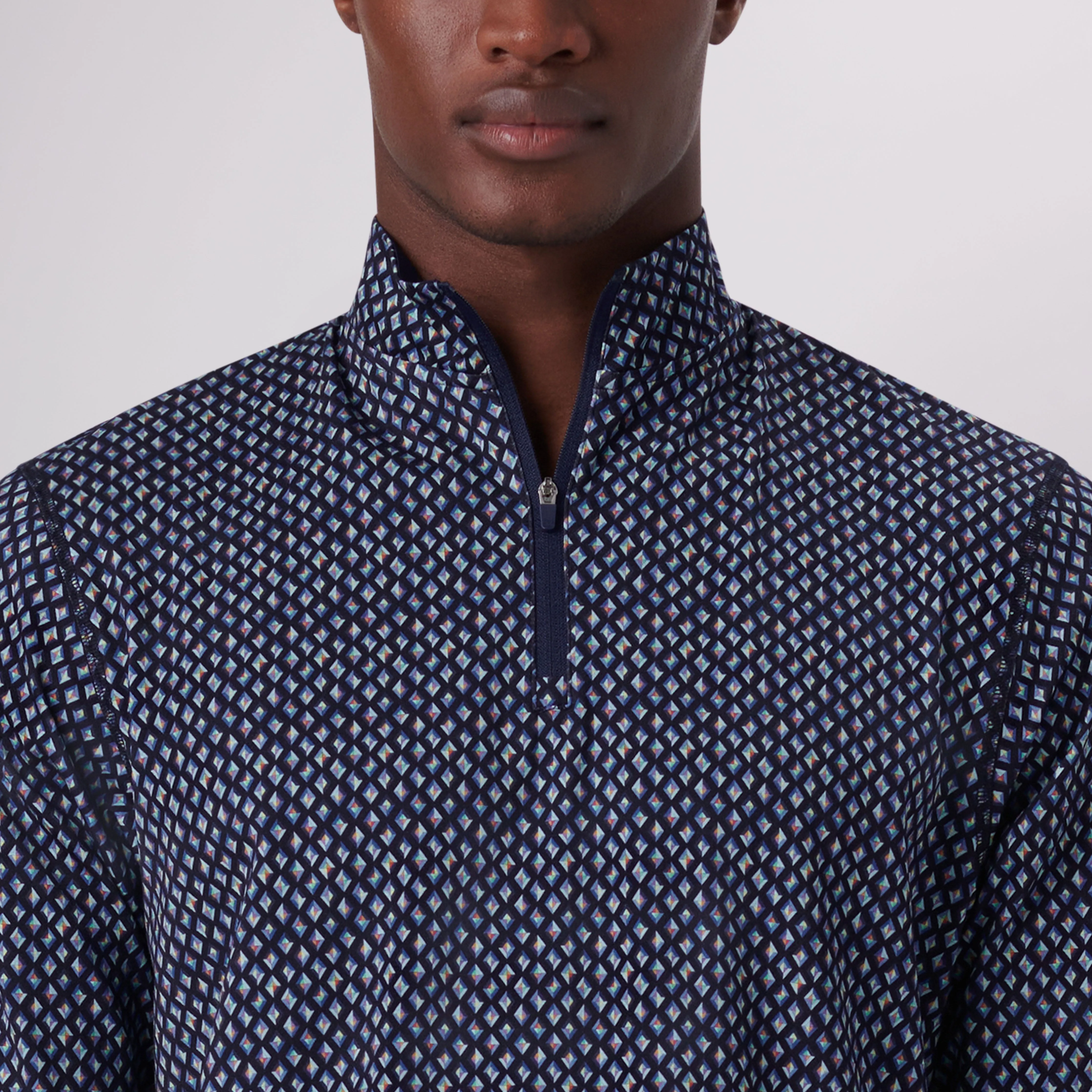 Anthony Diamond Print OoohCotton Quarter Zip Pullover