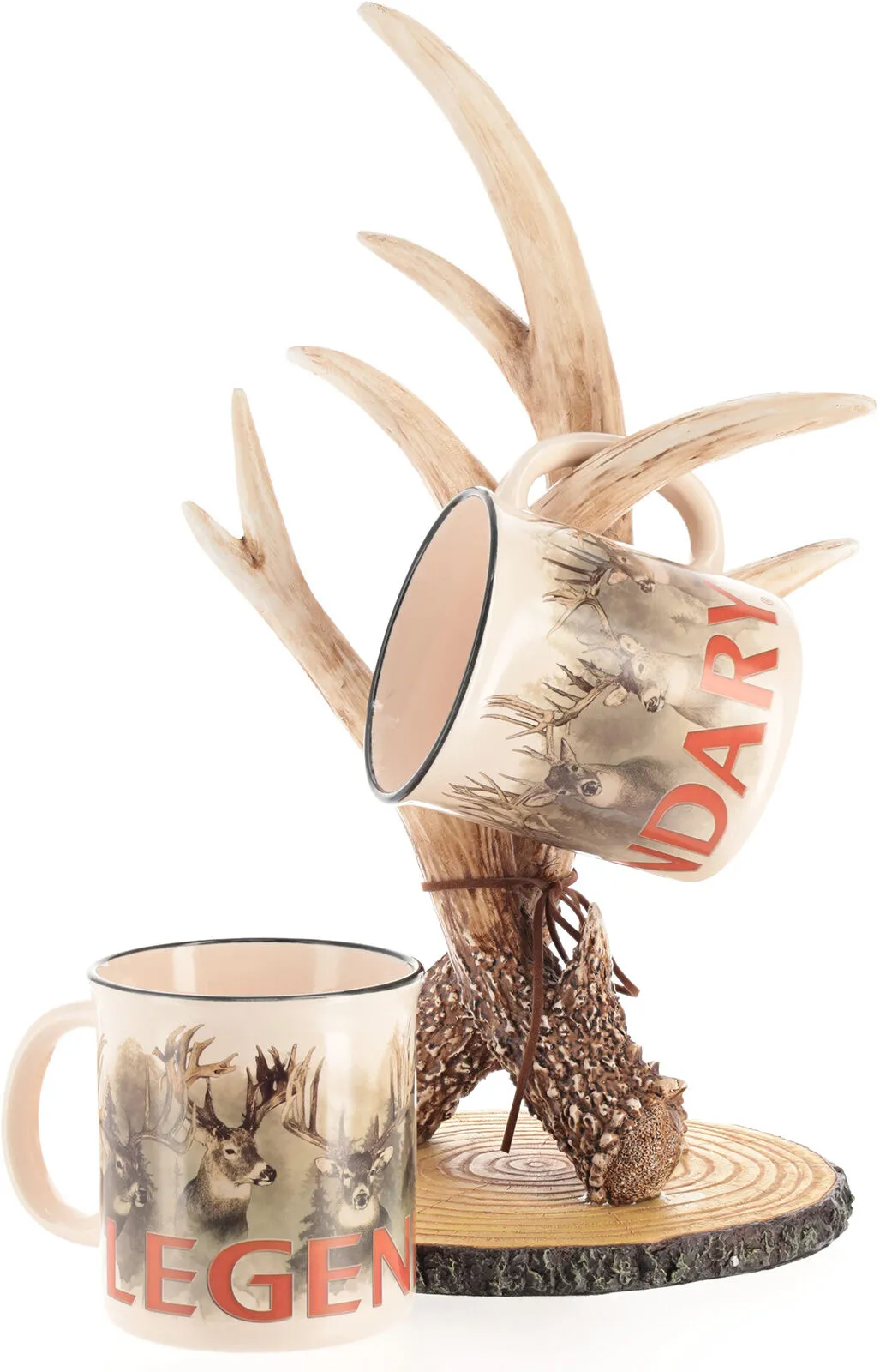 Antler Mug Holder With Two Piece Ceramic Mug Set