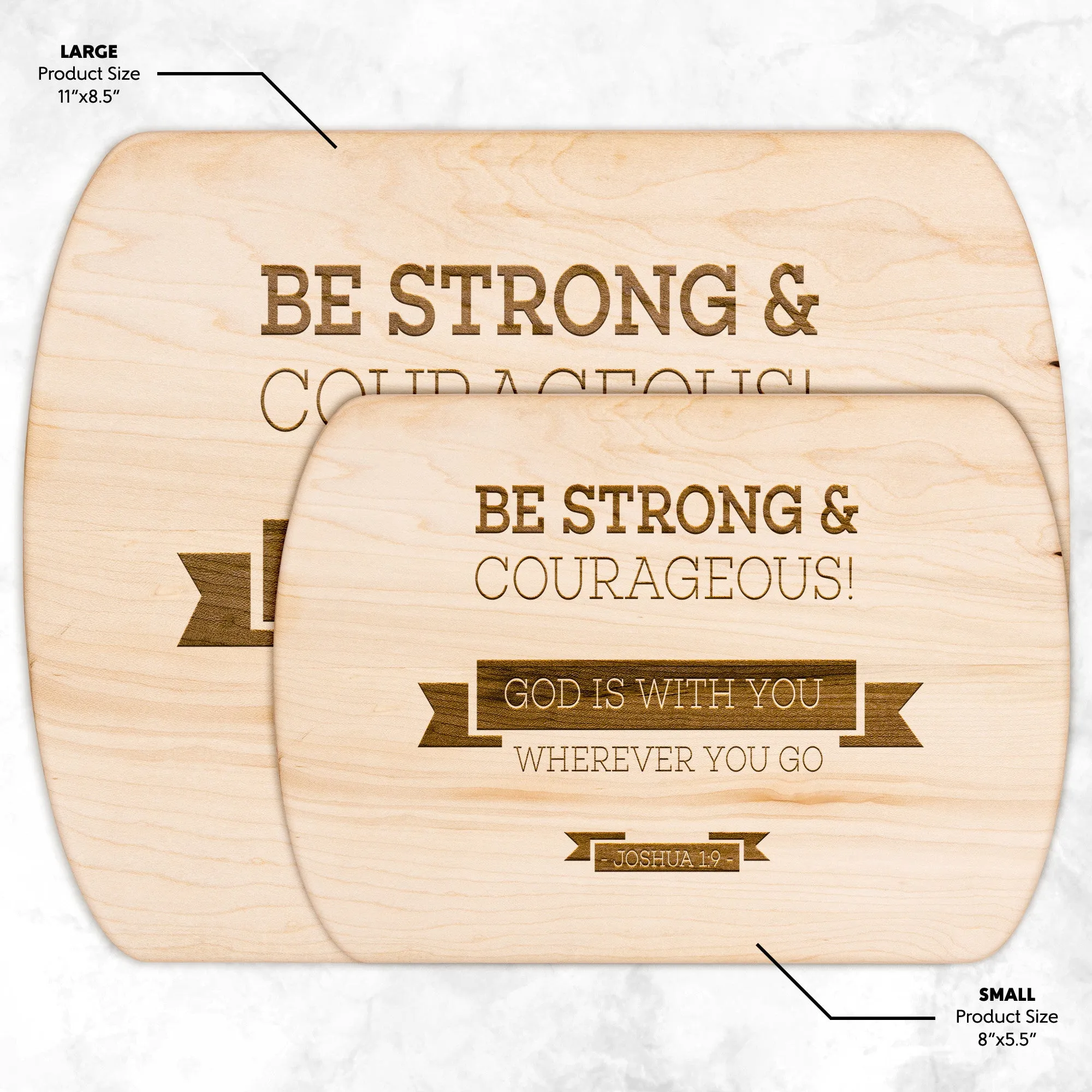 Bible Verse Hardwood Oval Cutting Board - Be Strong & Courageous ~Joshua 1:9~ Design 11