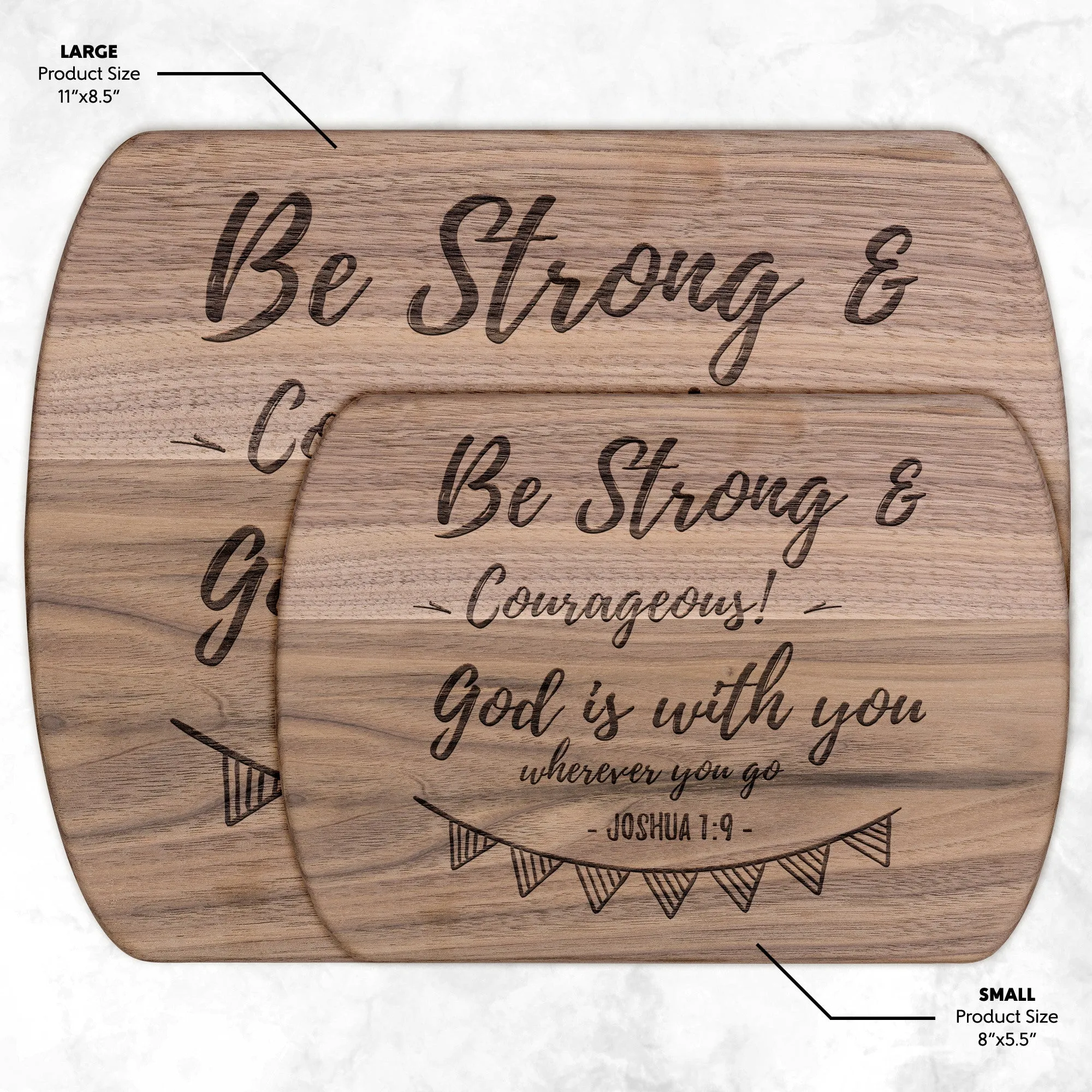 Bible Verse Hardwood Oval Cutting Board - Be Strong & Courageous ~Joshua 1:9~ Design 6