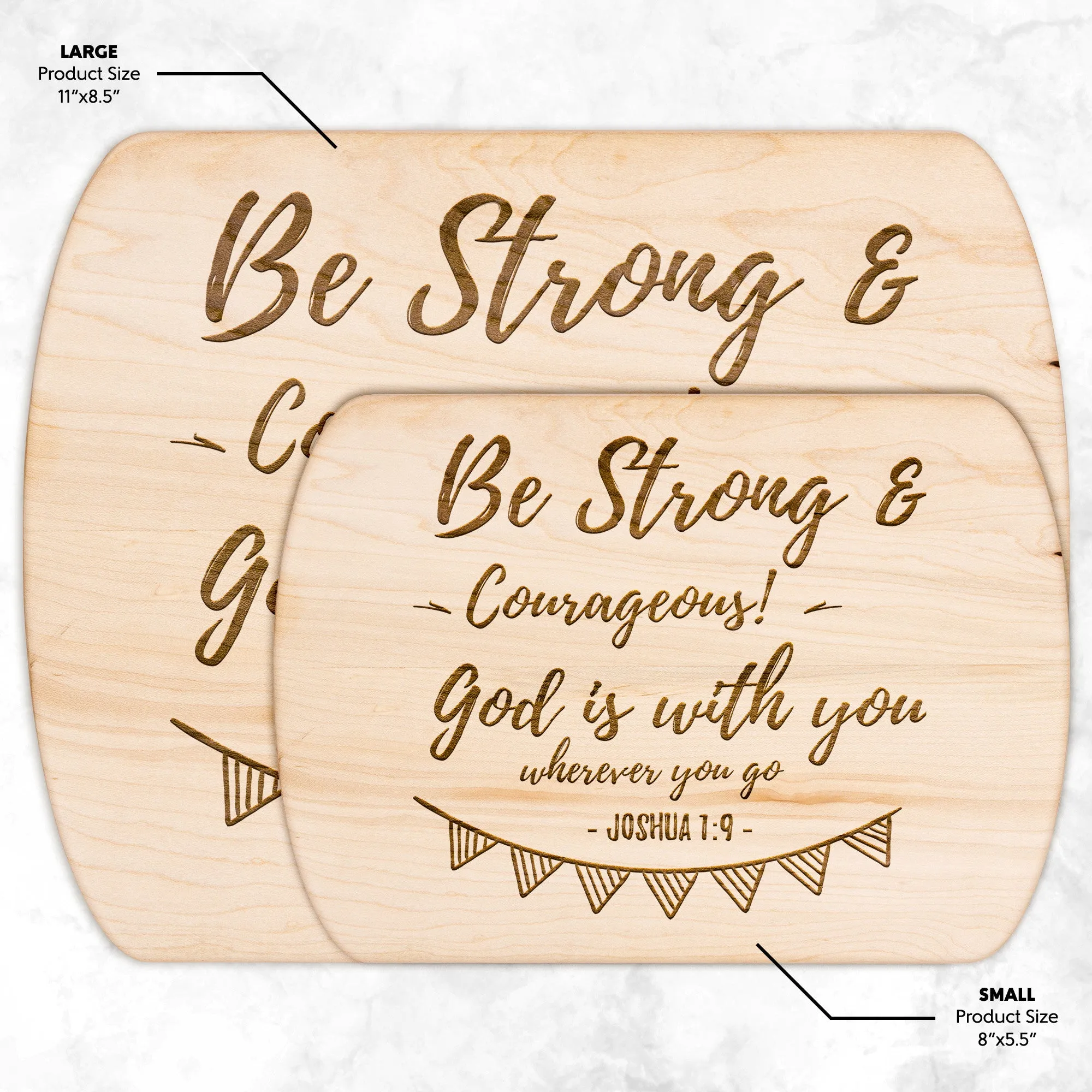 Bible Verse Hardwood Oval Cutting Board - Be Strong & Courageous ~Joshua 1:9~ Design 6