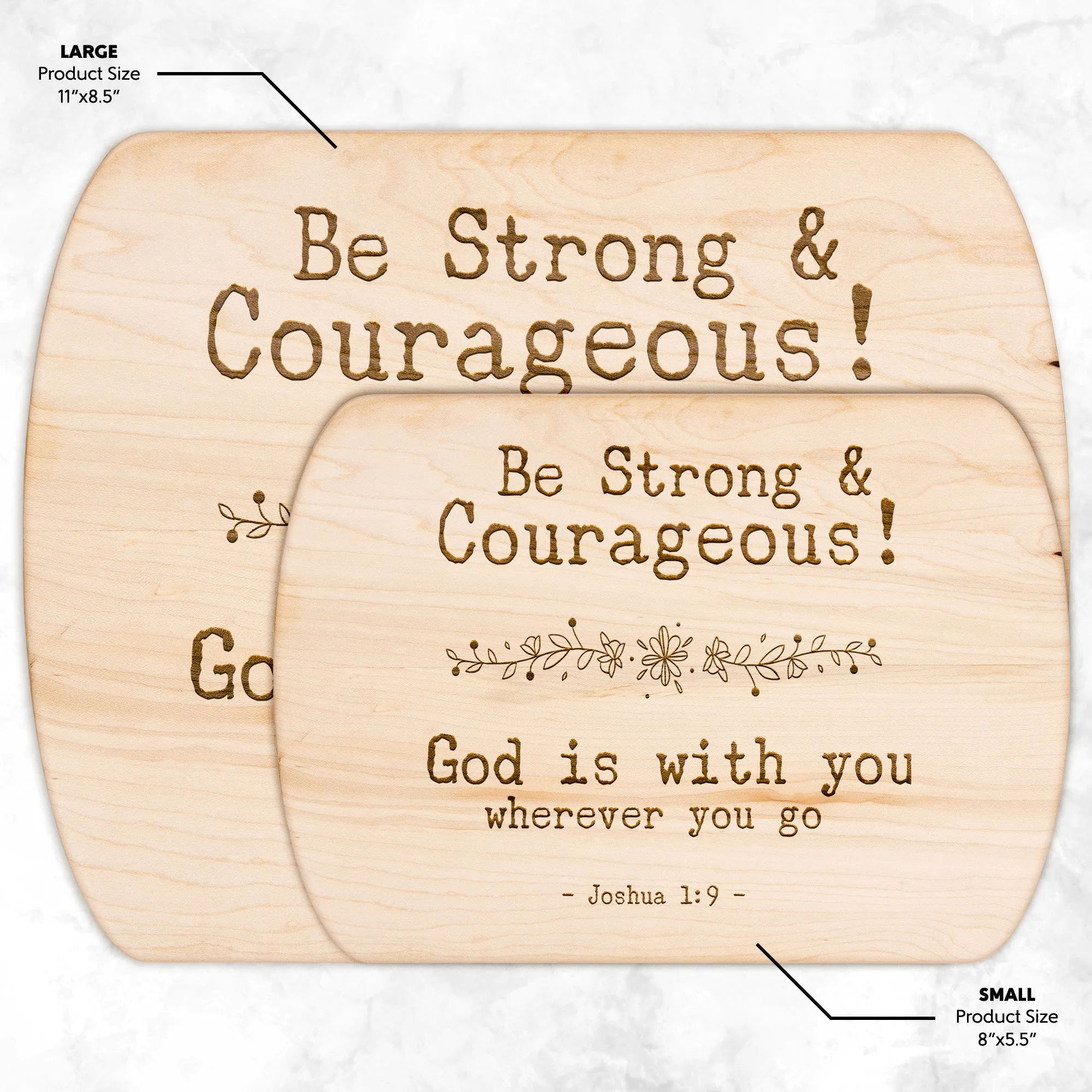 Bible Verse Hardwood Oval Cutting Board - Be Strong & Courageous ~Joshua 1:9~ Design 7