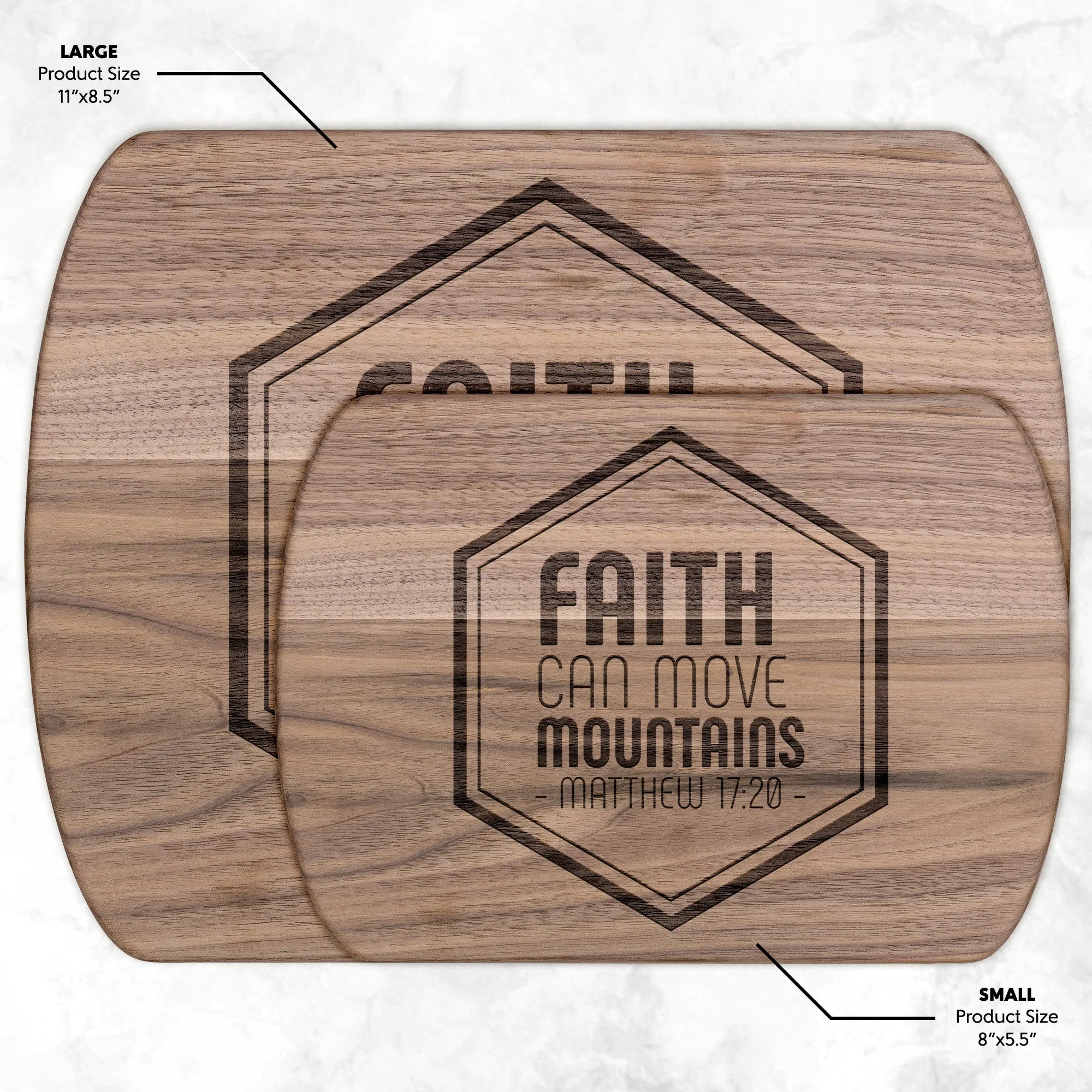 Bible Verse Hardwood Oval Cutting Board - Faith Can Move Mountains ~Matthew 17:20~ Design 10