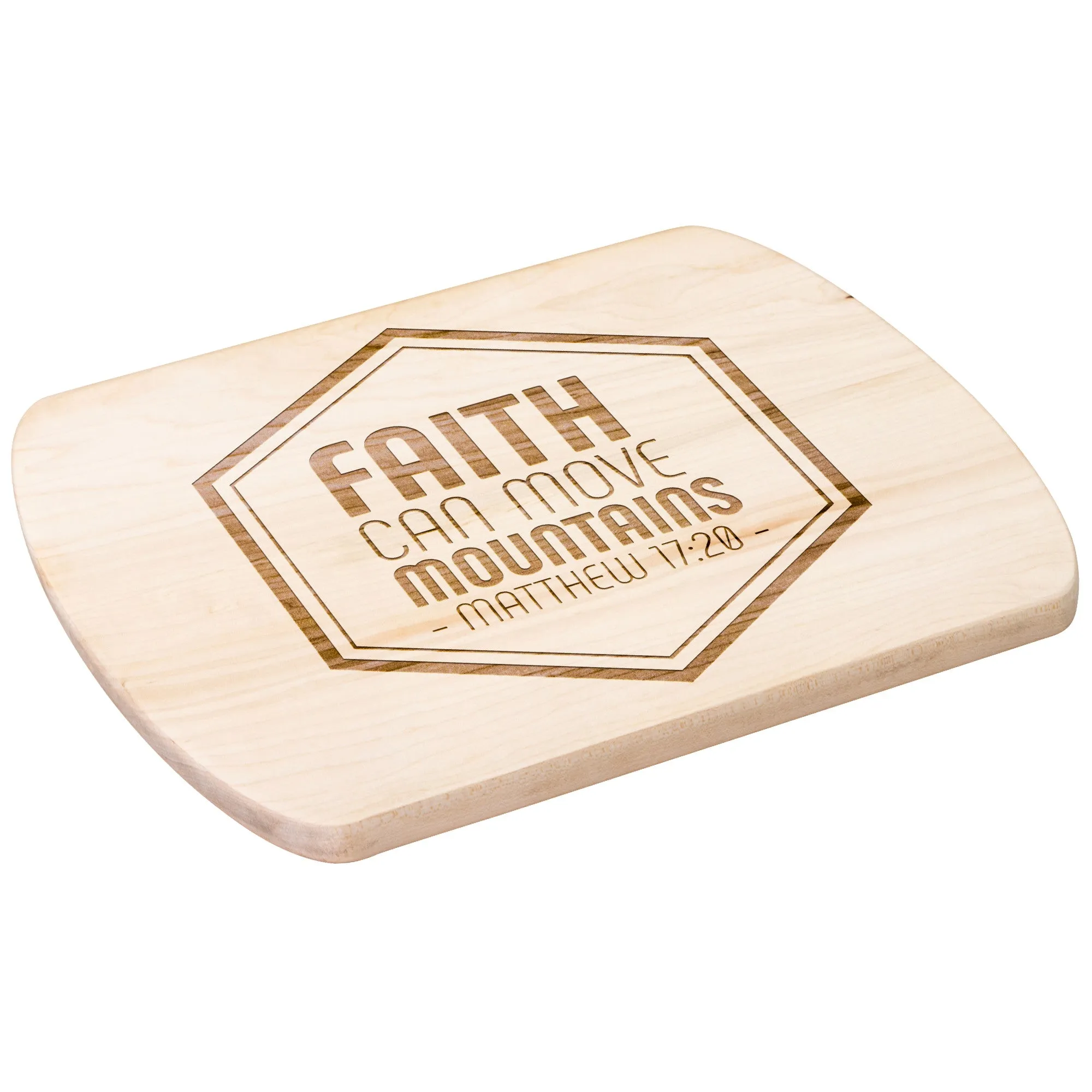 Bible Verse Hardwood Oval Cutting Board - Faith Can Move Mountains ~Matthew 17:20~ Design 10