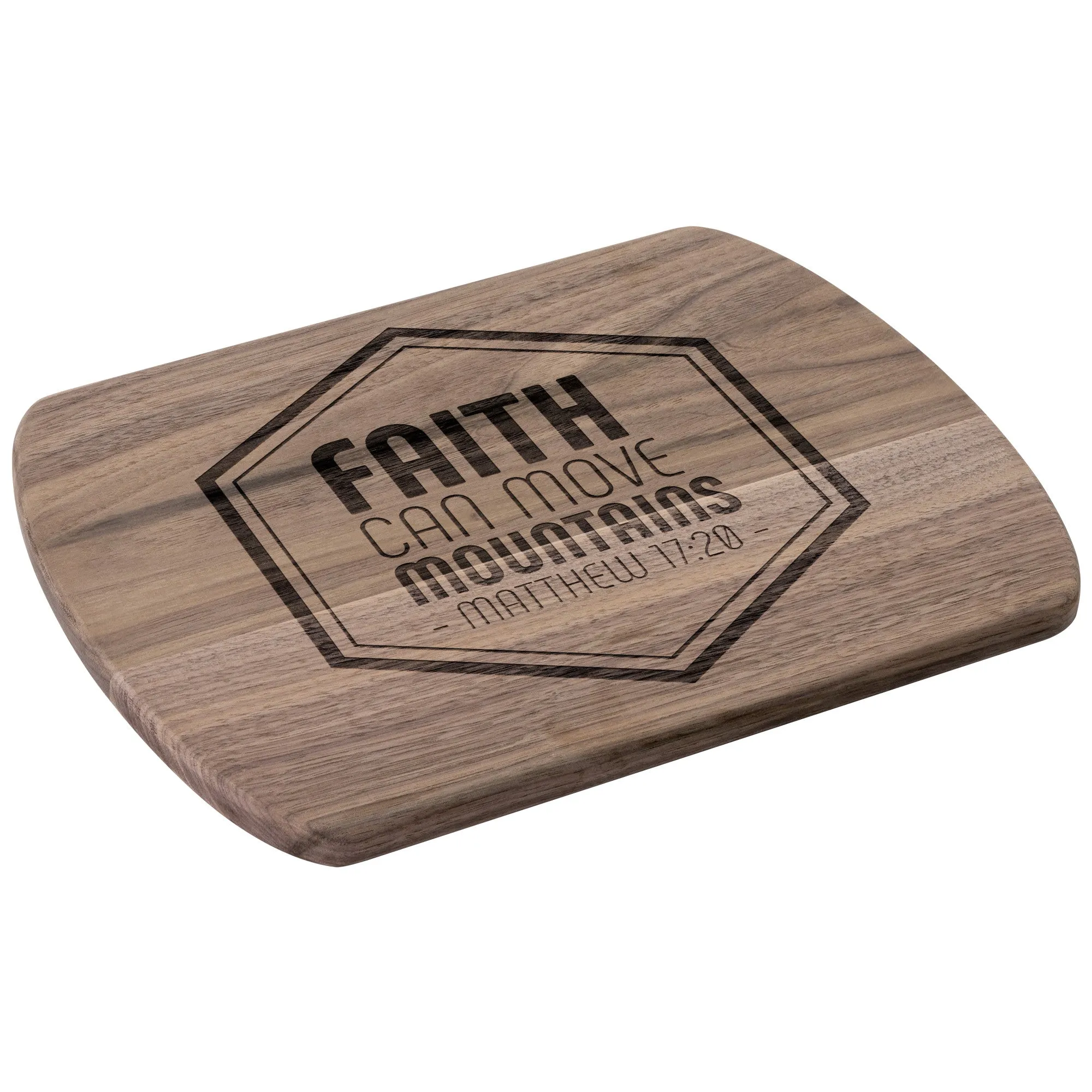 Bible Verse Hardwood Oval Cutting Board - Faith Can Move Mountains ~Matthew 17:20~ Design 10