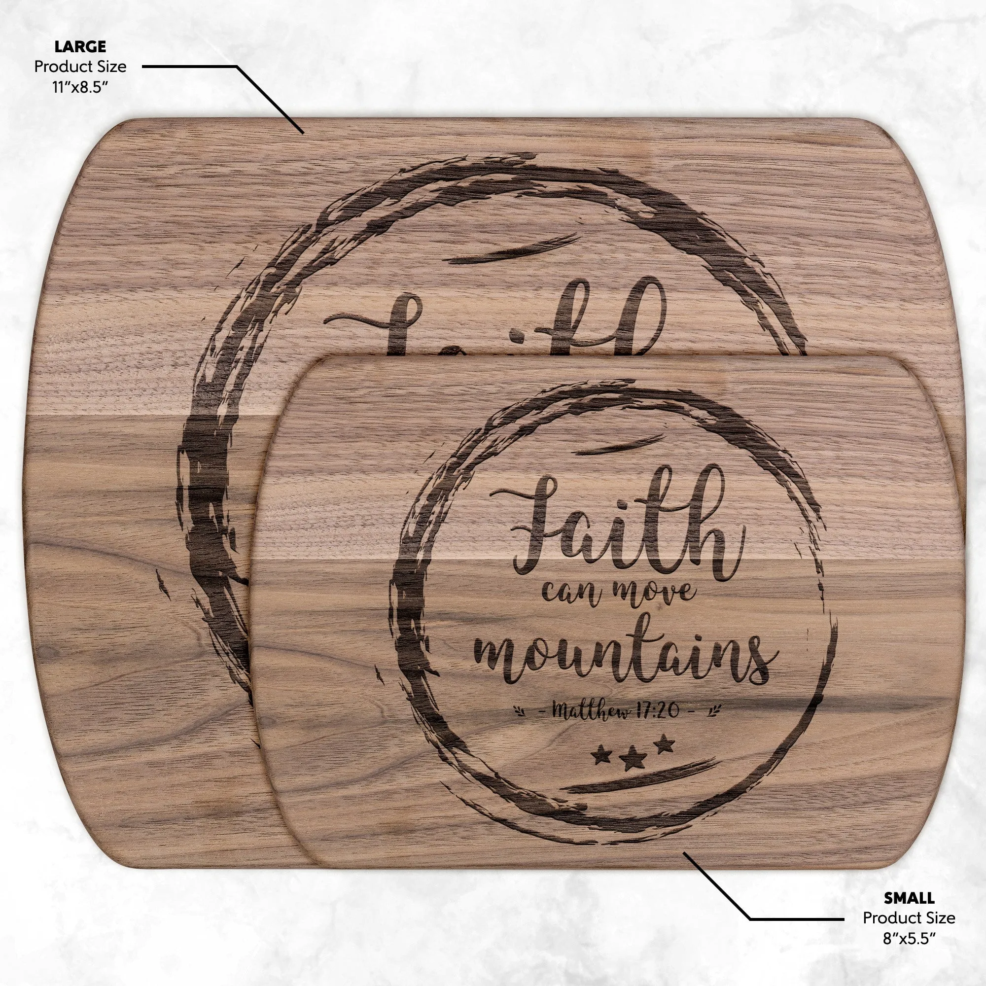 Bible Verse Hardwood Oval Cutting Board - Faith Can Move Mountains ~Matthew 17:20~ Design 12