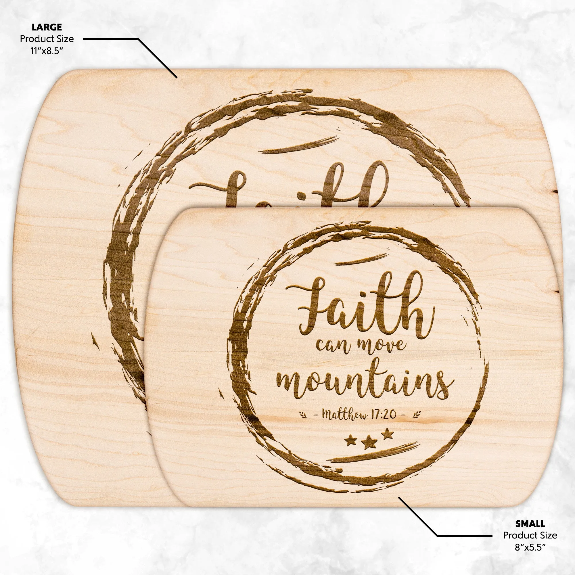 Bible Verse Hardwood Oval Cutting Board - Faith Can Move Mountains ~Matthew 17:20~ Design 12