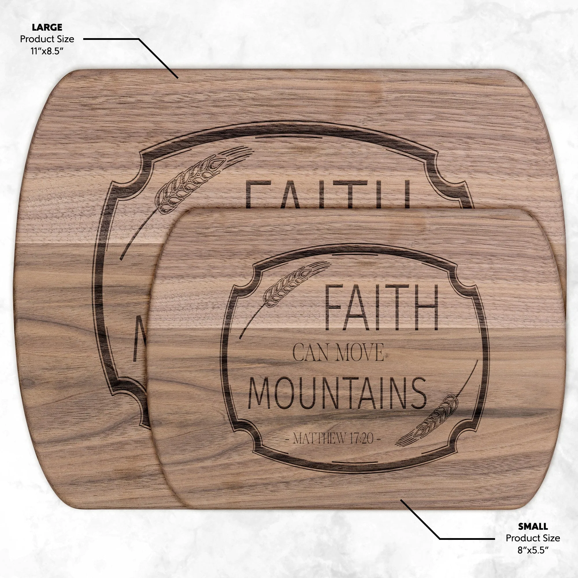 Bible Verse Hardwood Oval Cutting Board - Faith Can Move Mountains ~Matthew 17:20~ Design 13