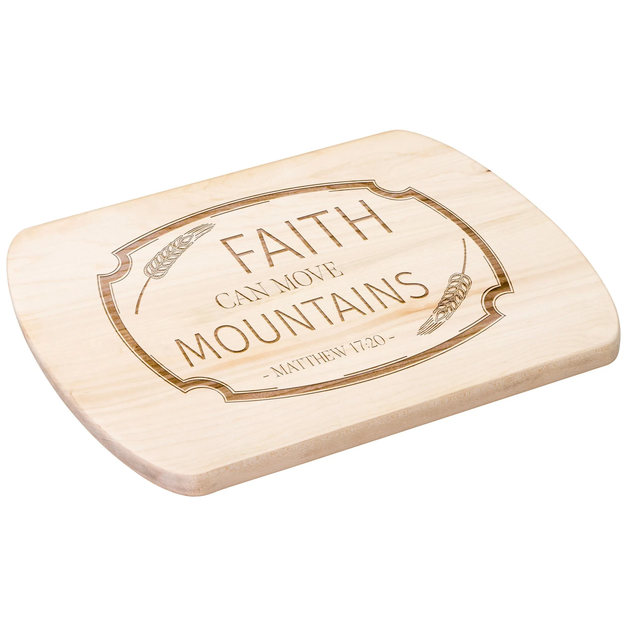 Bible Verse Hardwood Oval Cutting Board - Faith Can Move Mountains ~Matthew 17:20~ Design 13