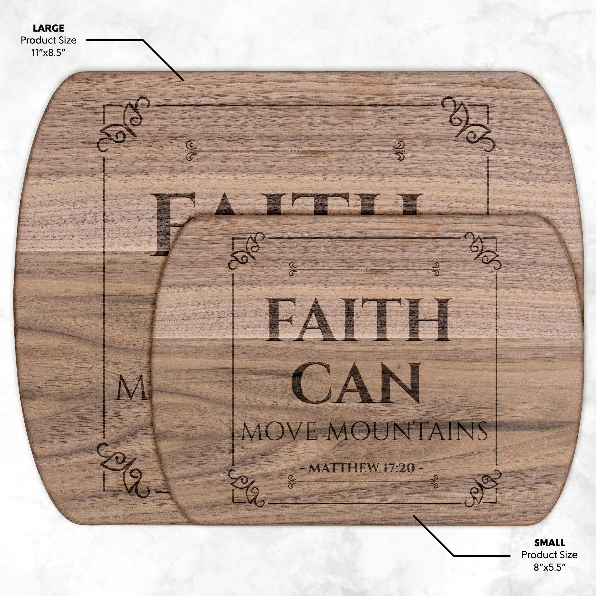 Bible Verse Hardwood Oval Cutting Board - Faith Can Move Mountains ~Matthew 17:20~ Design 14