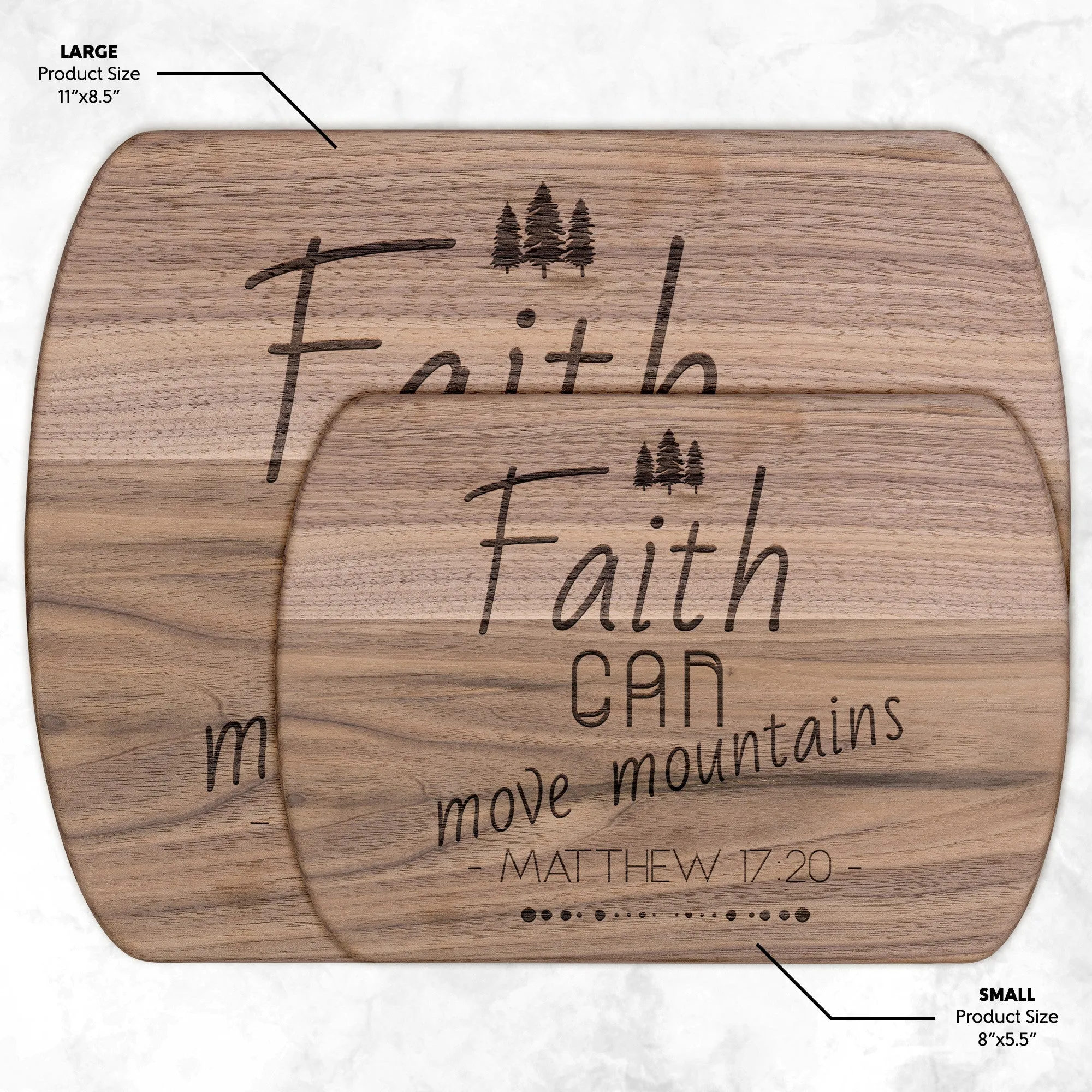 Bible Verse Hardwood Oval Cutting Board - Faith Can Move Mountains ~Matthew 17:20~ Design 15