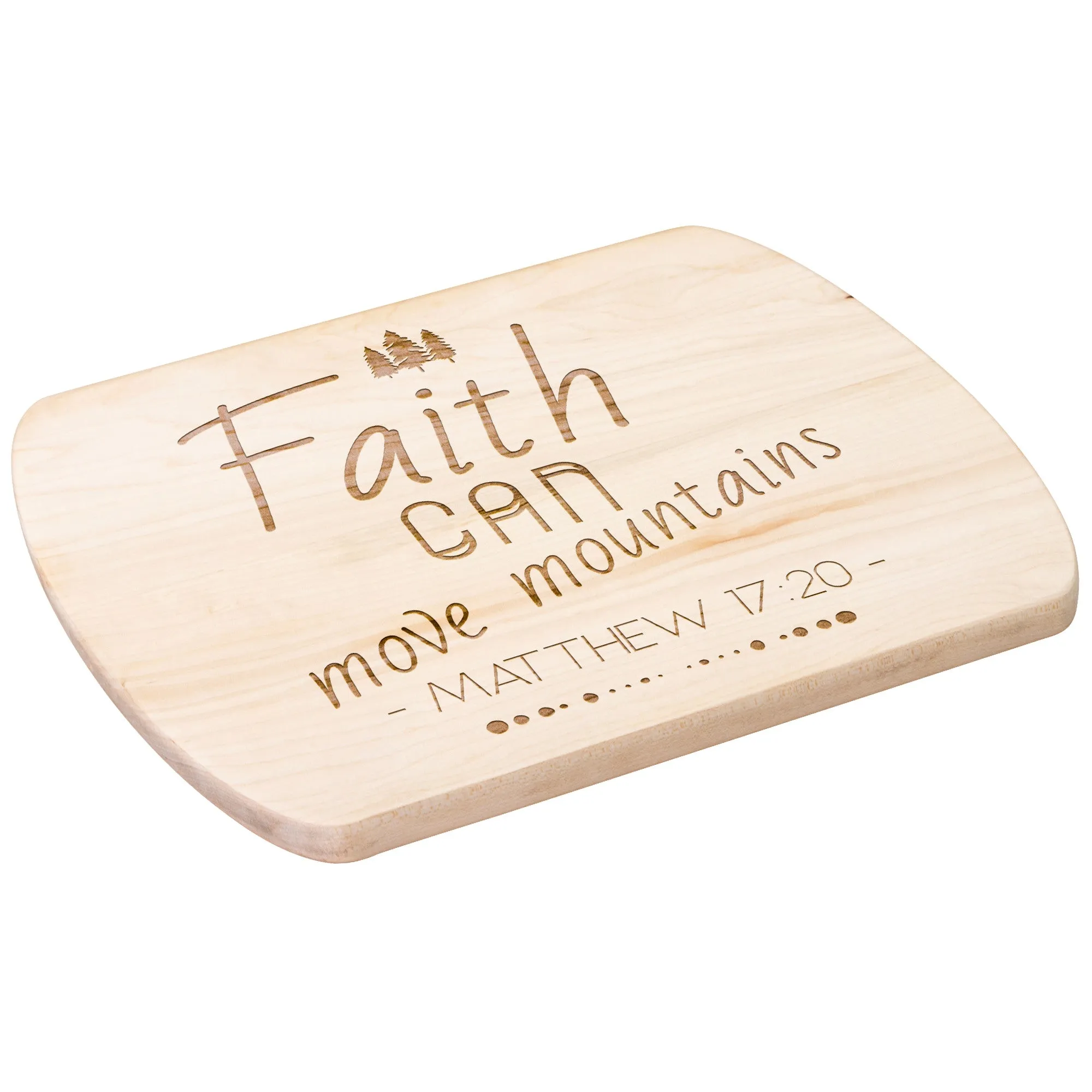 Bible Verse Hardwood Oval Cutting Board - Faith Can Move Mountains ~Matthew 17:20~ Design 15