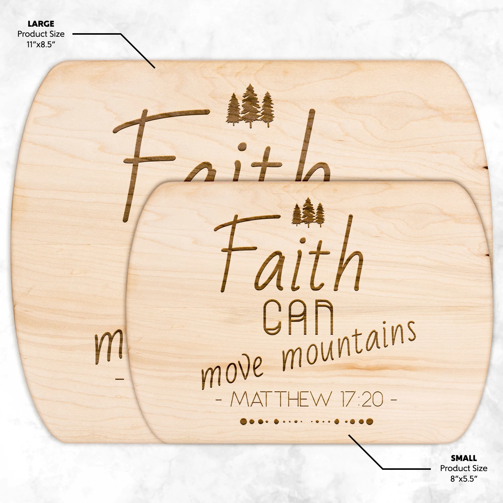 Bible Verse Hardwood Oval Cutting Board - Faith Can Move Mountains ~Matthew 17:20~ Design 15