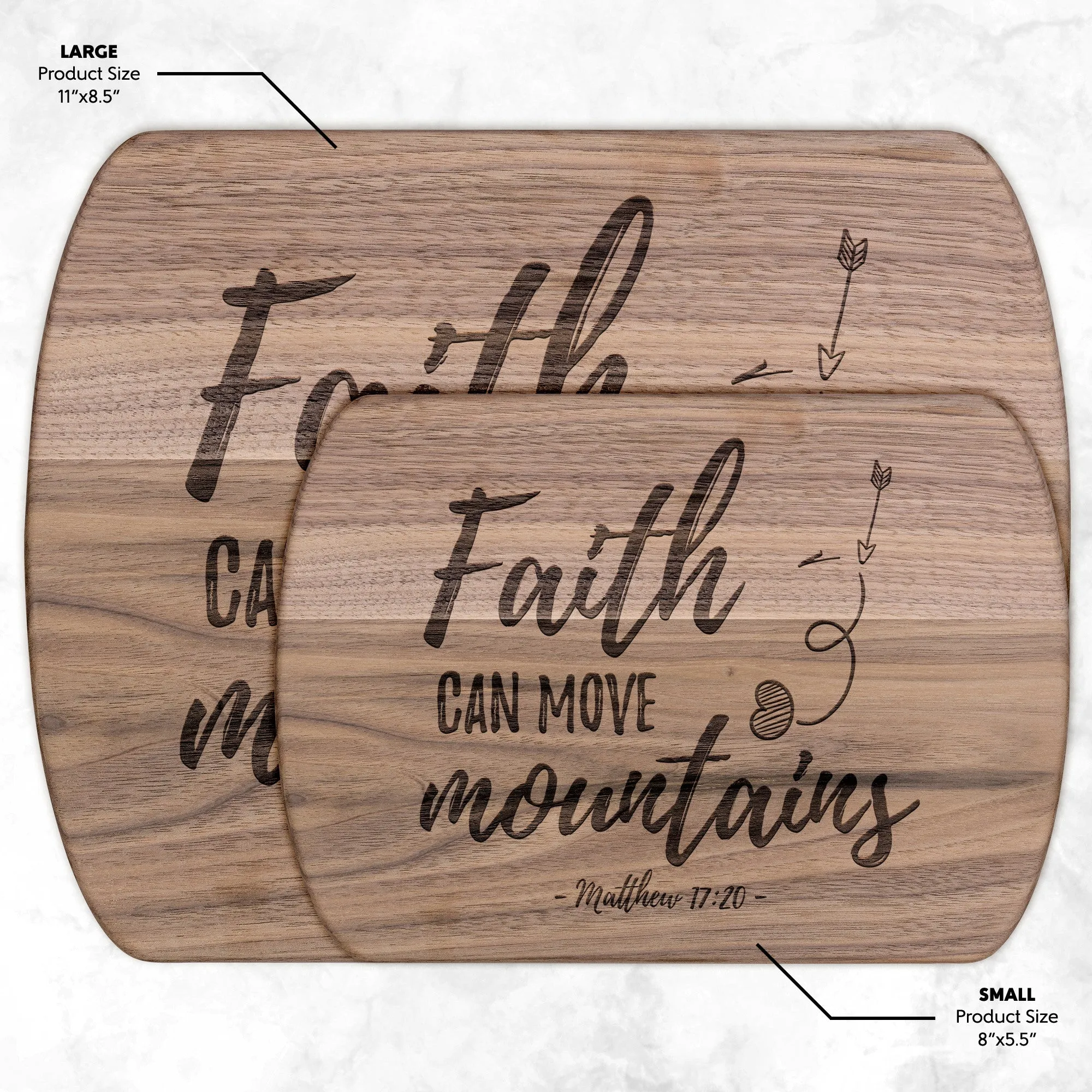 Bible Verse Hardwood Oval Cutting Board - Faith Can Move Mountains ~Matthew 17:20~ Design 5