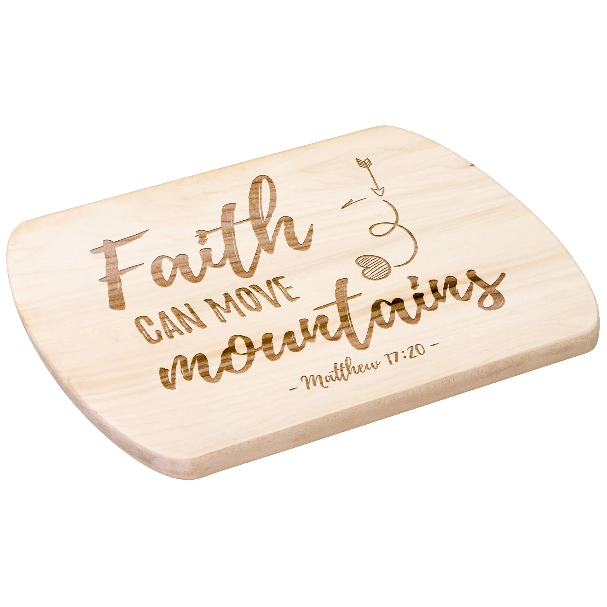 Bible Verse Hardwood Oval Cutting Board - Faith Can Move Mountains ~Matthew 17:20~ Design 5