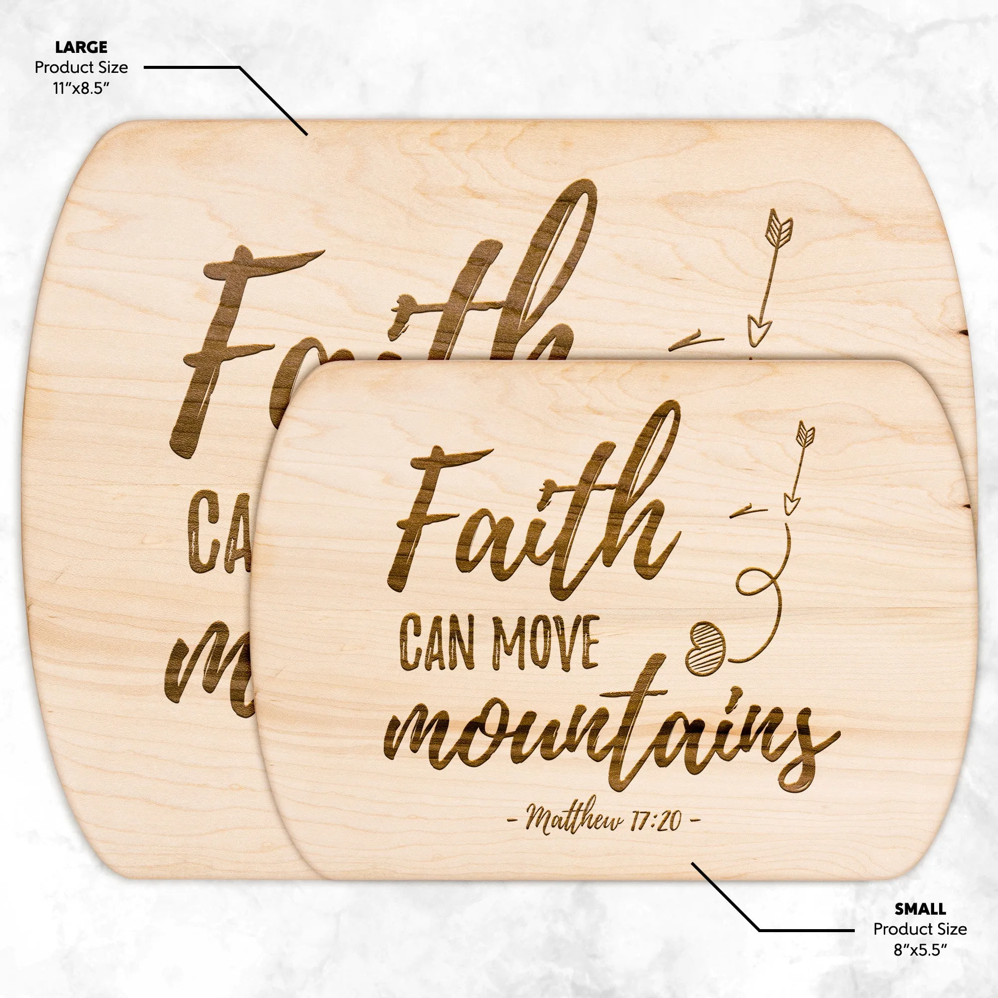 Bible Verse Hardwood Oval Cutting Board - Faith Can Move Mountains ~Matthew 17:20~ Design 5