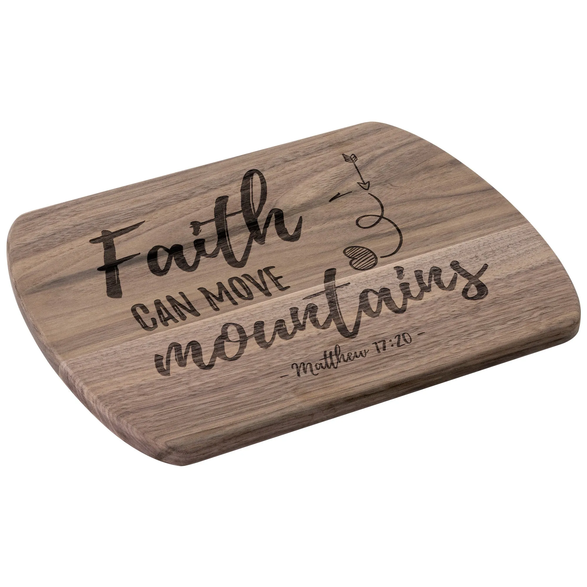 Bible Verse Hardwood Oval Cutting Board - Faith Can Move Mountains ~Matthew 17:20~ Design 5