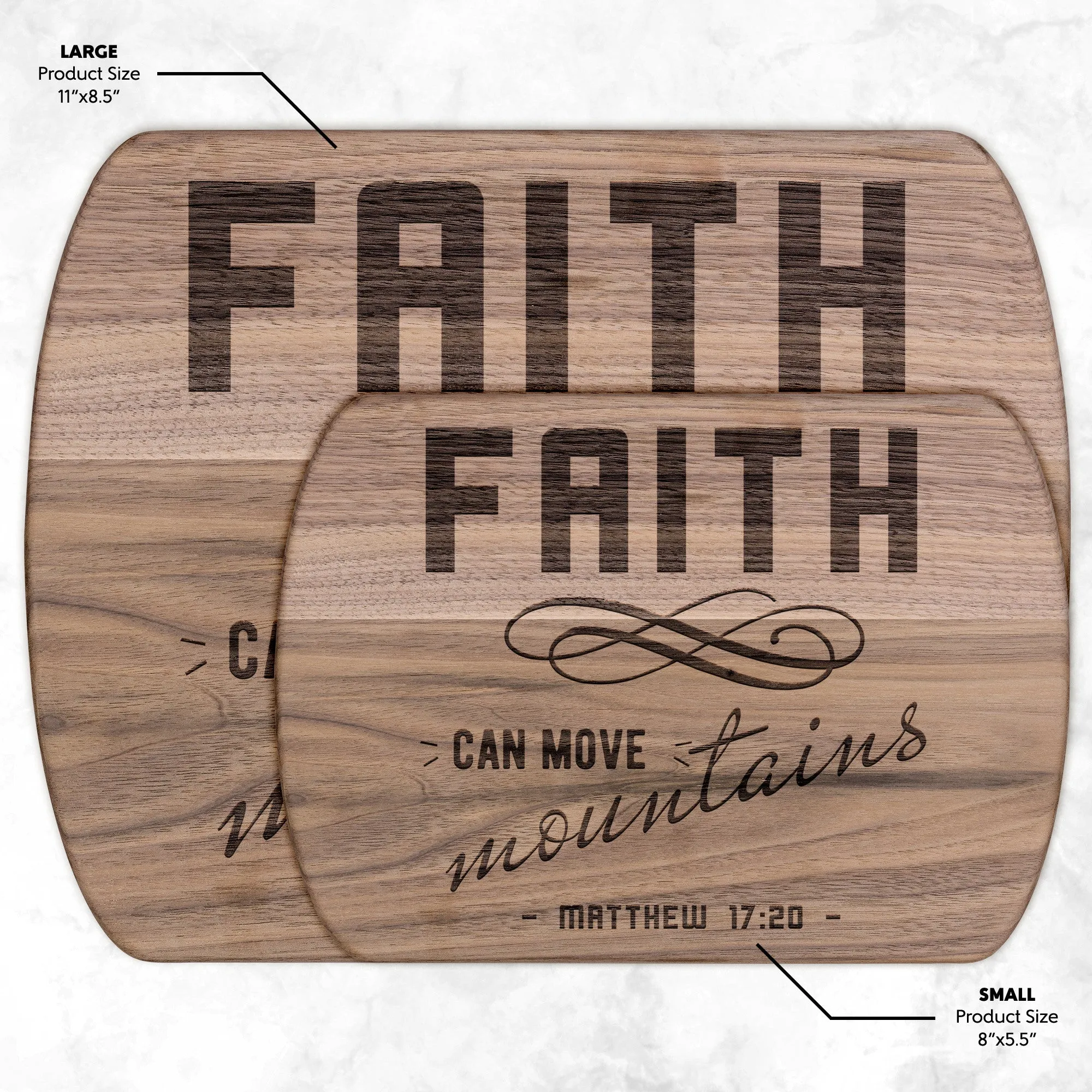 Bible Verse Hardwood Oval Cutting Board - Faith Can Move Mountains ~Matthew 17:20~ Design 8