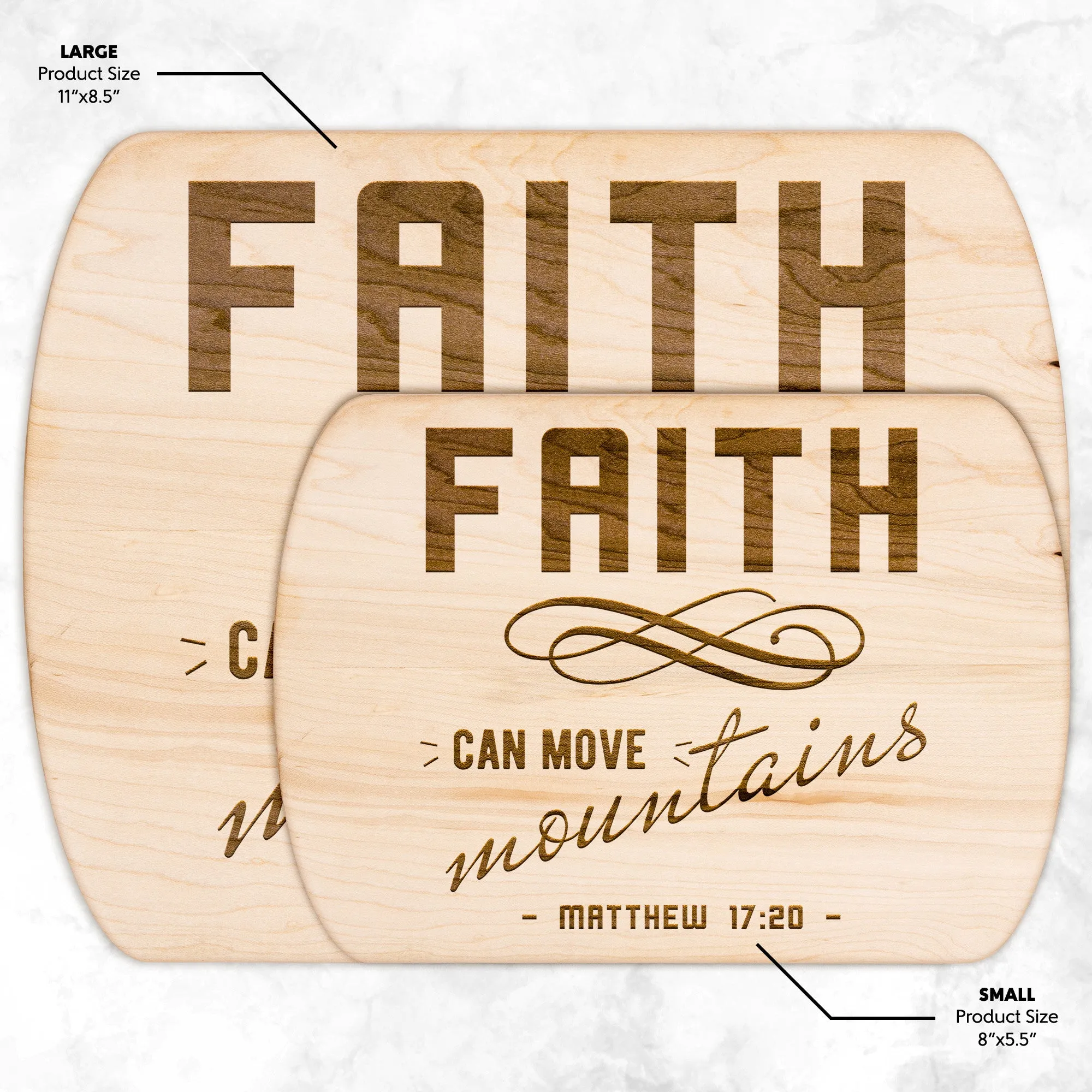 Bible Verse Hardwood Oval Cutting Board - Faith Can Move Mountains ~Matthew 17:20~ Design 8