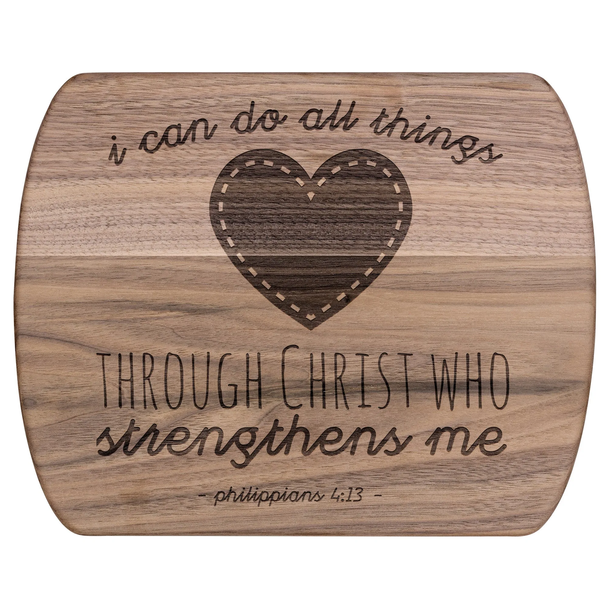 Bible Verse Hardwood Oval Cutting Board - I Can Do All Things Through Christ ~Philippians 4-13~ Design 12