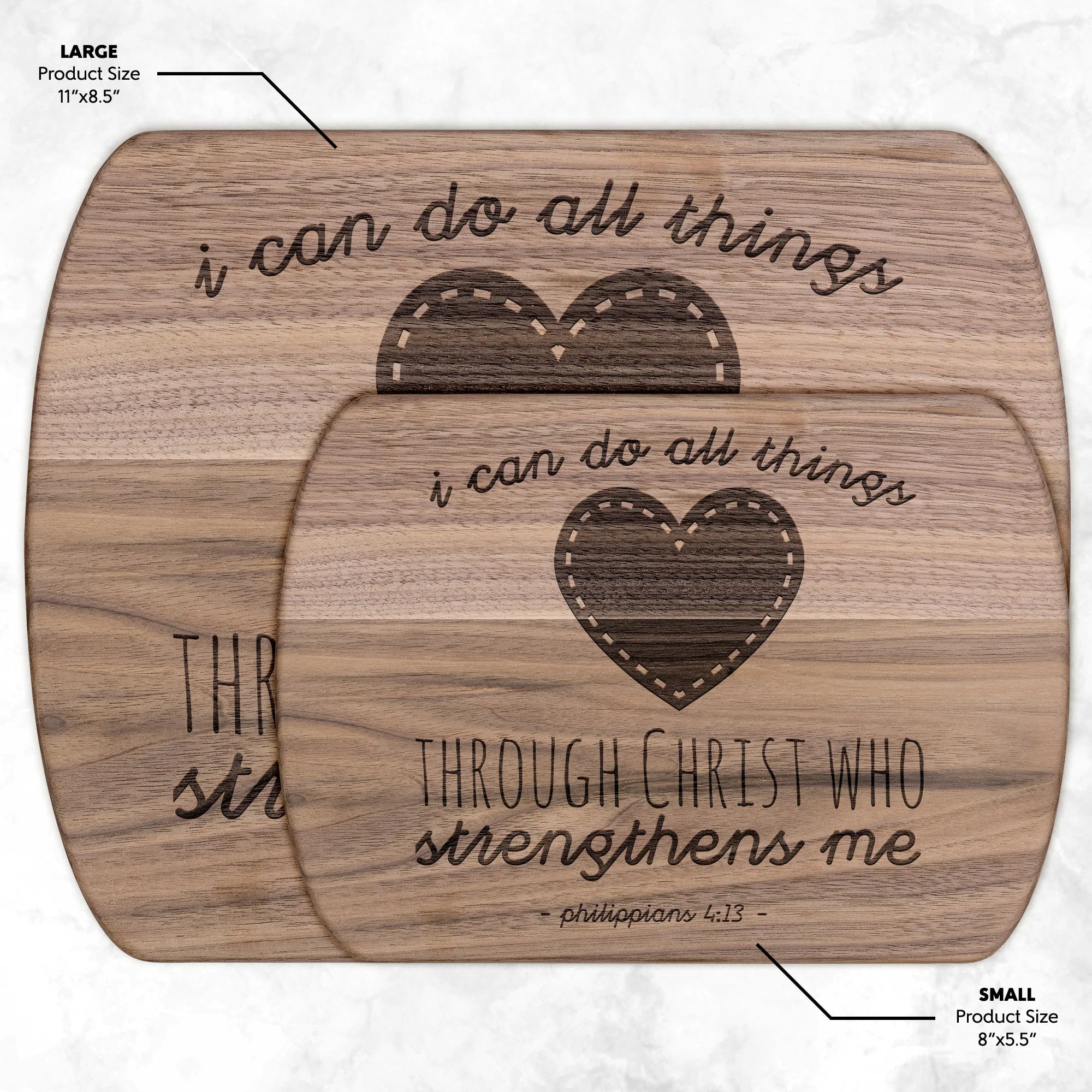 Bible Verse Hardwood Oval Cutting Board - I Can Do All Things Through Christ ~Philippians 4-13~ Design 12