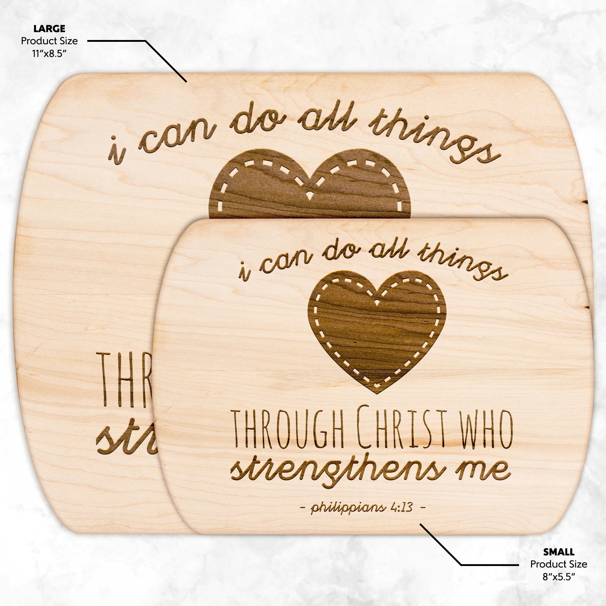 Bible Verse Hardwood Oval Cutting Board - I Can Do All Things Through Christ ~Philippians 4-13~ Design 12