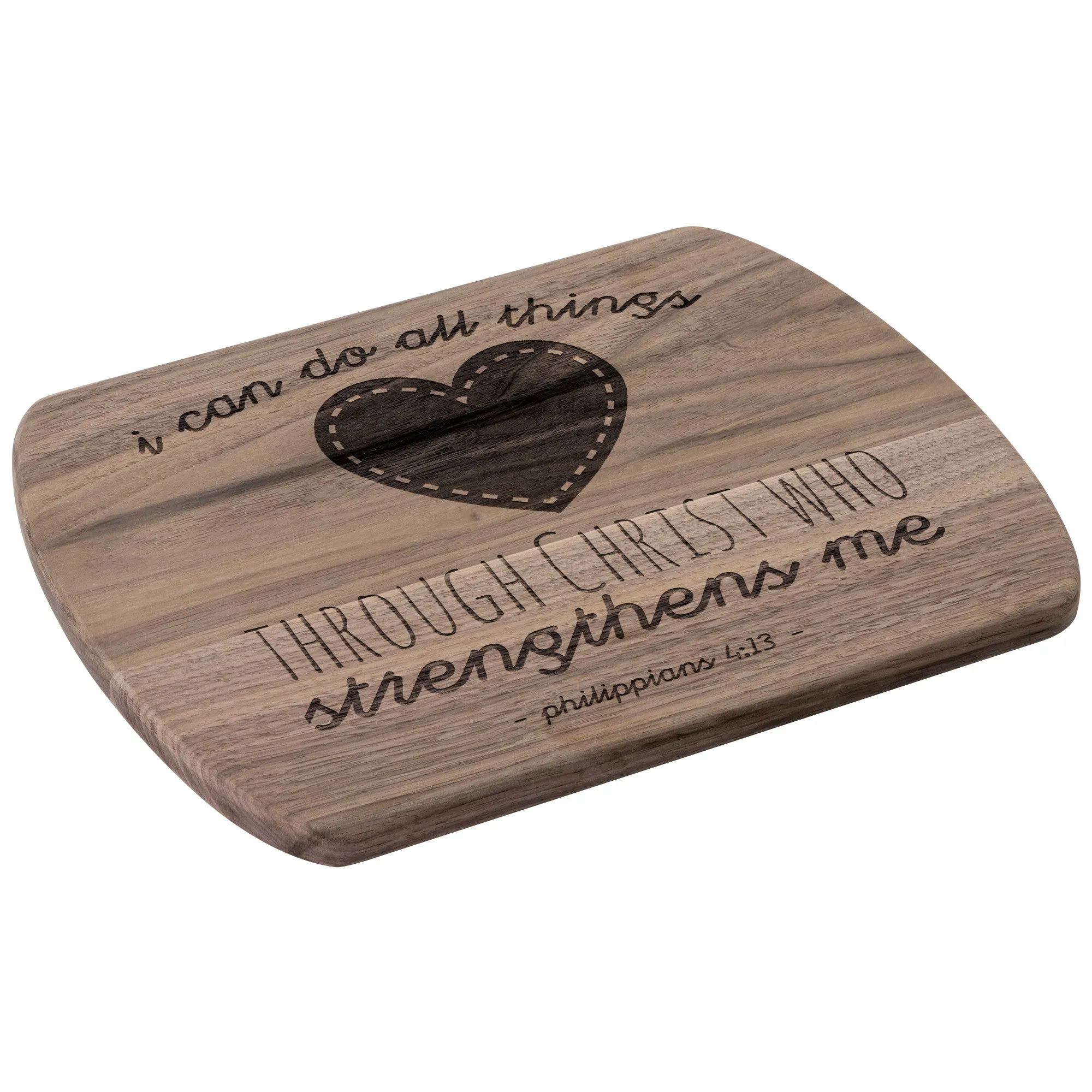 Bible Verse Hardwood Oval Cutting Board - I Can Do All Things Through Christ ~Philippians 4-13~ Design 12