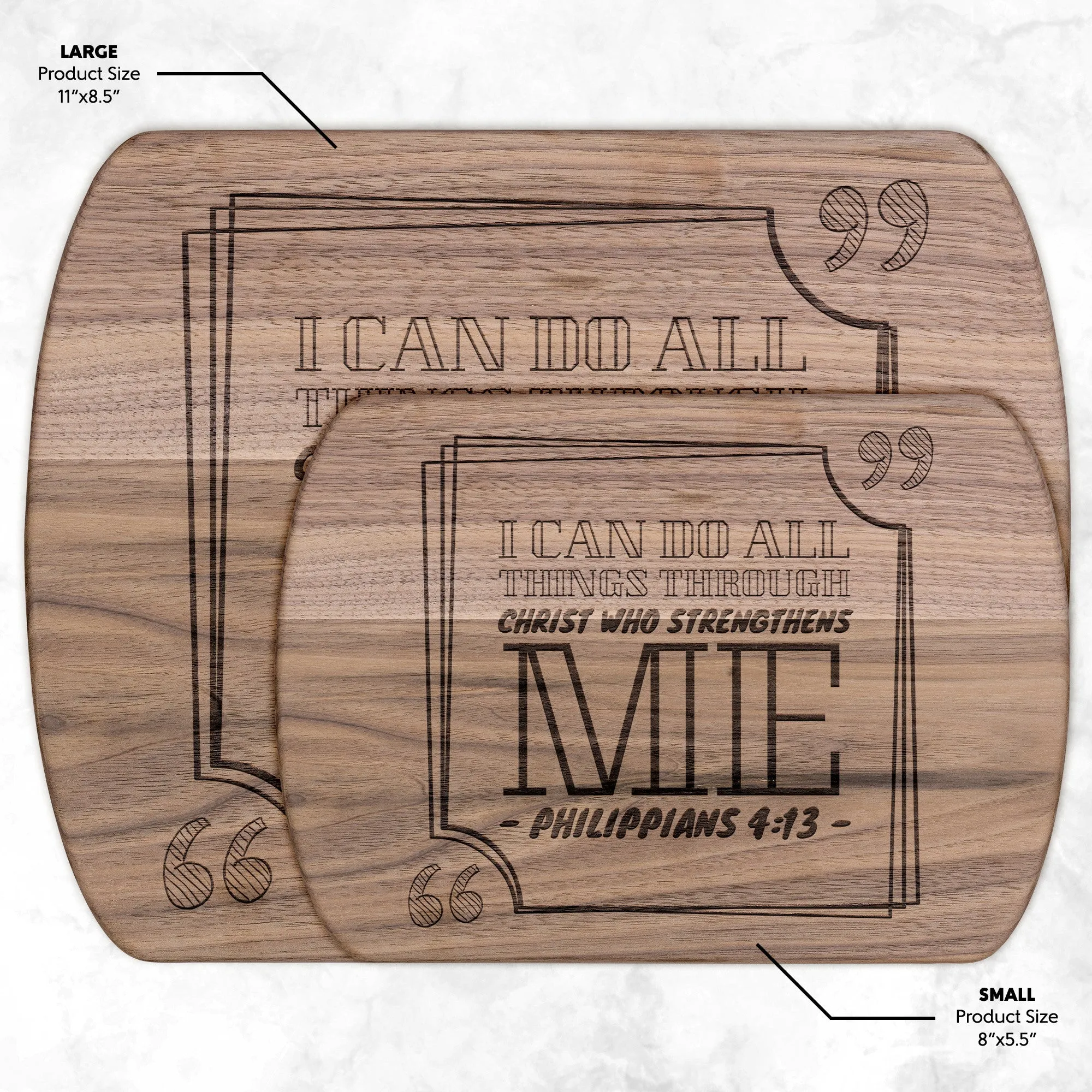 Bible Verse Hardwood Oval Cutting Board - I Can Do All Things Through Christ ~Philippians 4-13~ Design 13