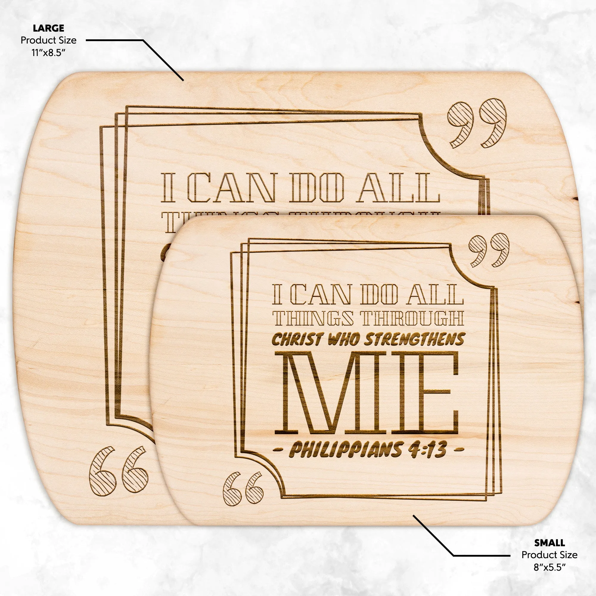 Bible Verse Hardwood Oval Cutting Board - I Can Do All Things Through Christ ~Philippians 4-13~ Design 13