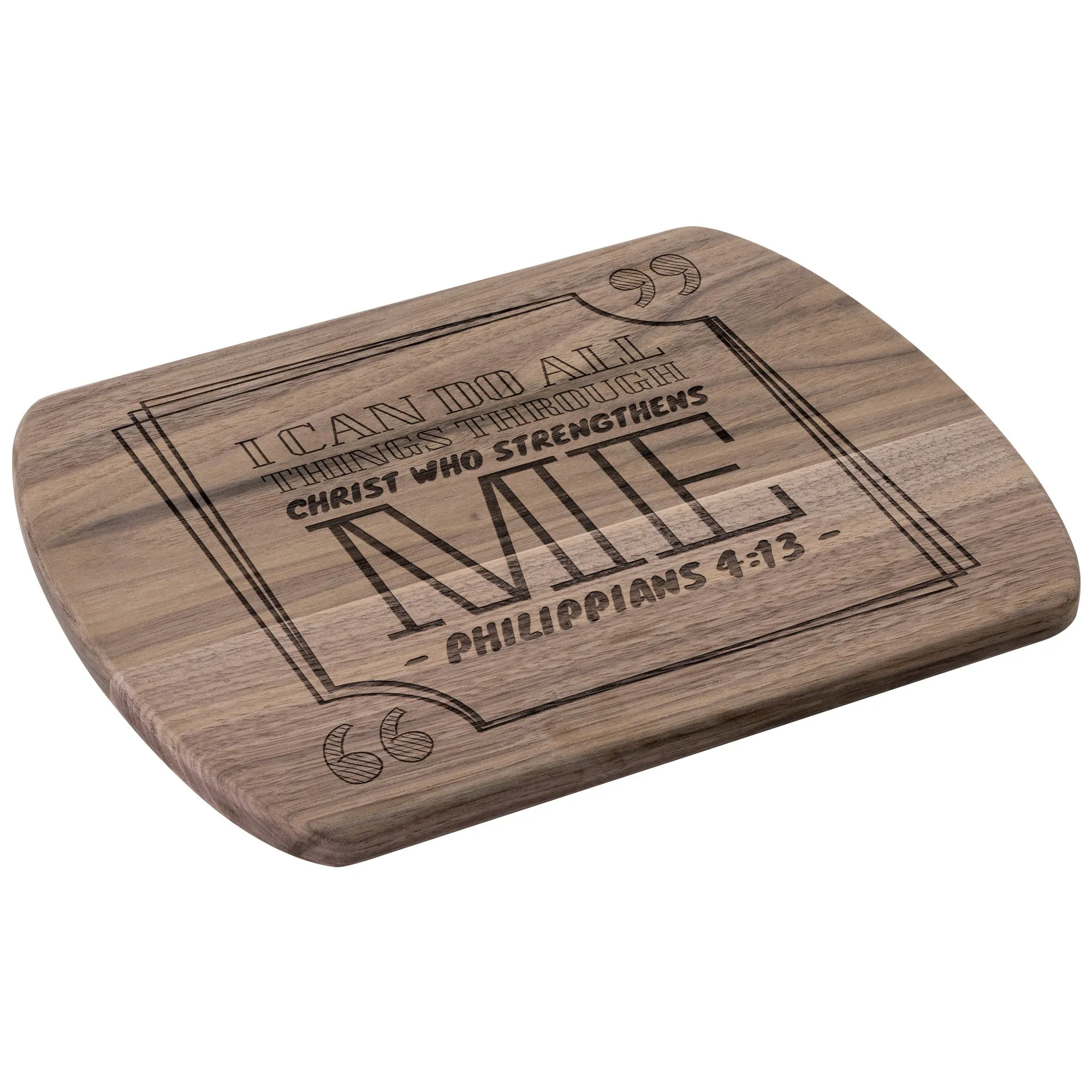 Bible Verse Hardwood Oval Cutting Board - I Can Do All Things Through Christ ~Philippians 4-13~ Design 13