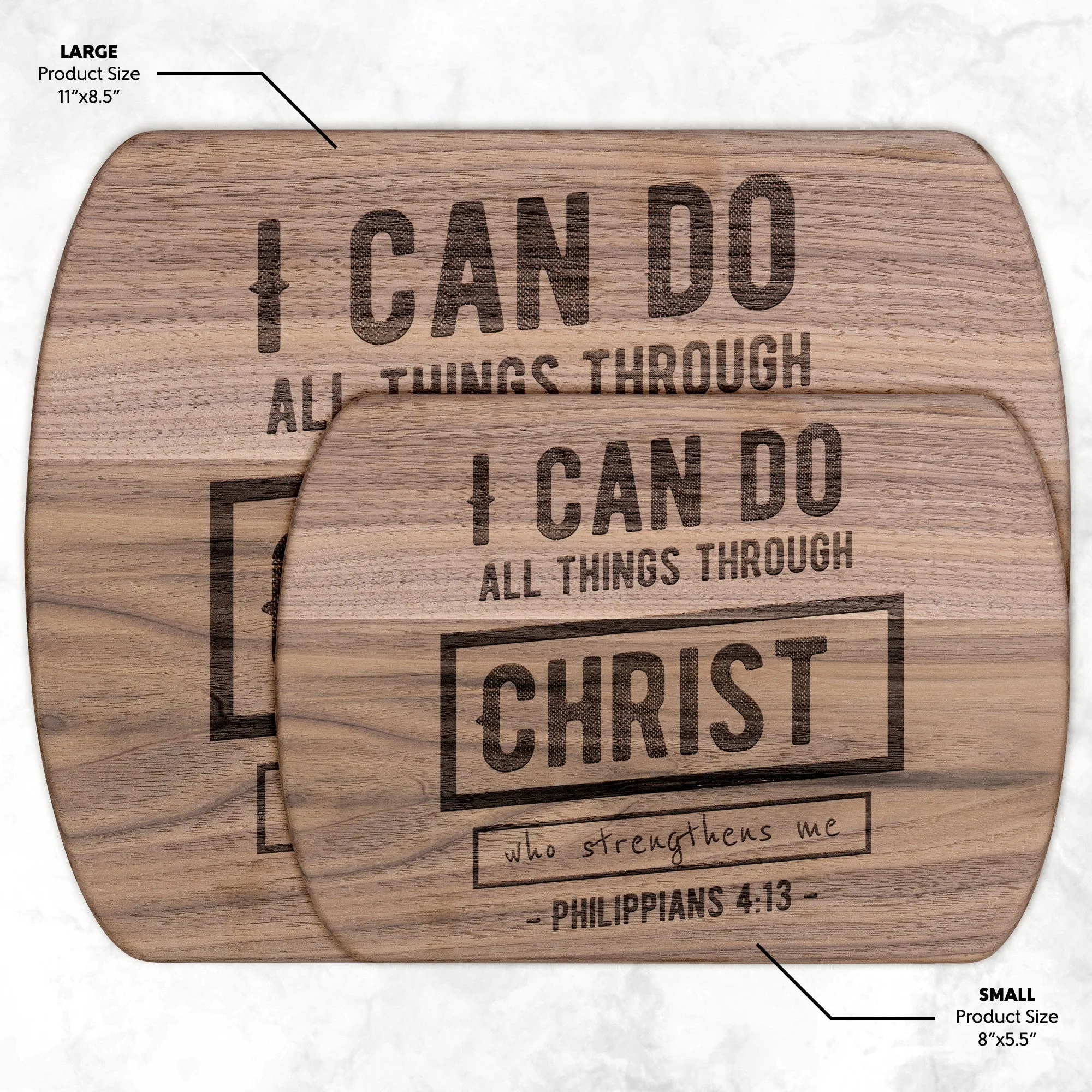 Bible Verse Hardwood Oval Cutting Board - I Can Do All Things Through Christ ~Philippians 4-13~ Design 6