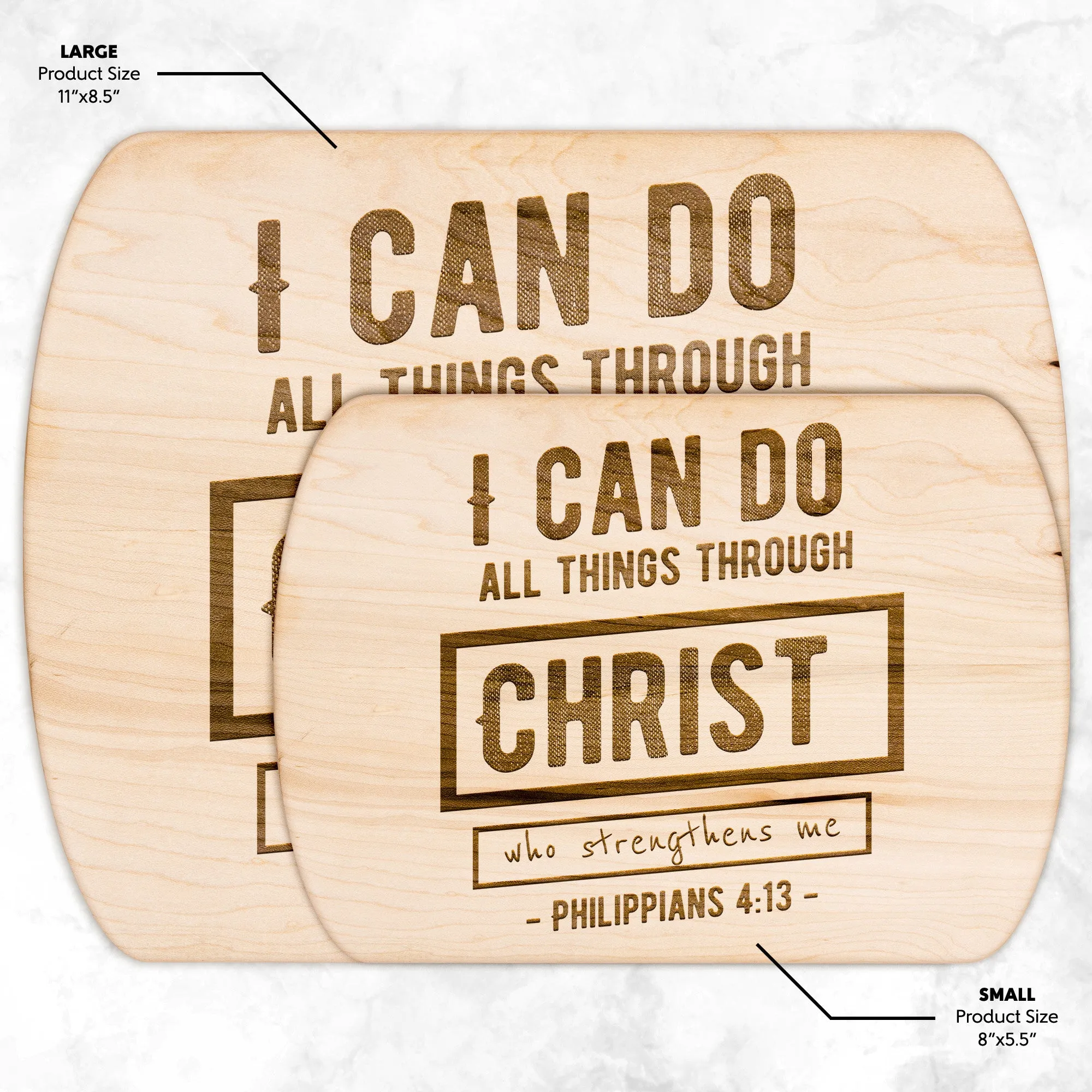 Bible Verse Hardwood Oval Cutting Board - I Can Do All Things Through Christ ~Philippians 4-13~ Design 6