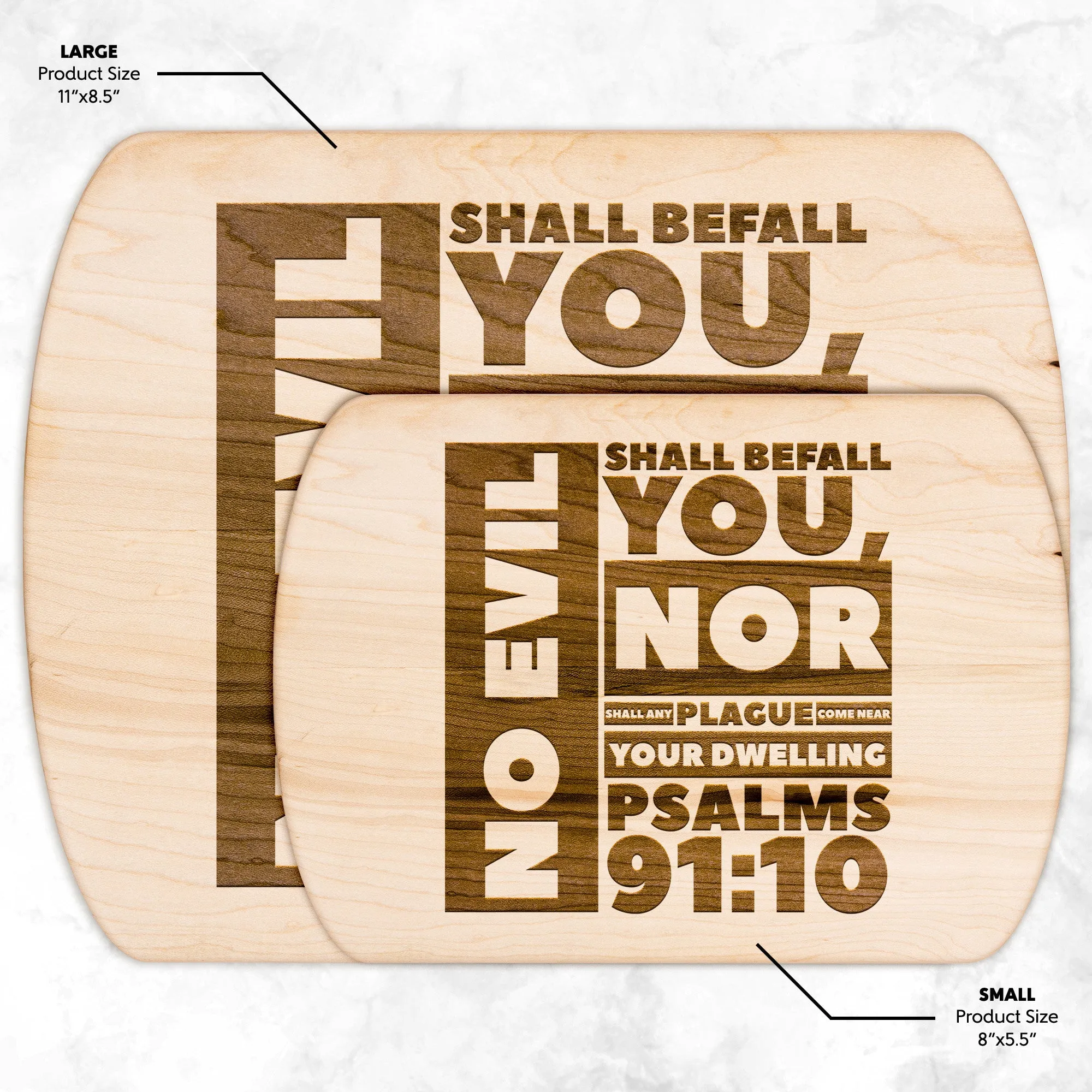 Bible Verse Hardwood Oval Cutting Board - No Evil Shall Befall You ~Psalm 91:10~ Design 1