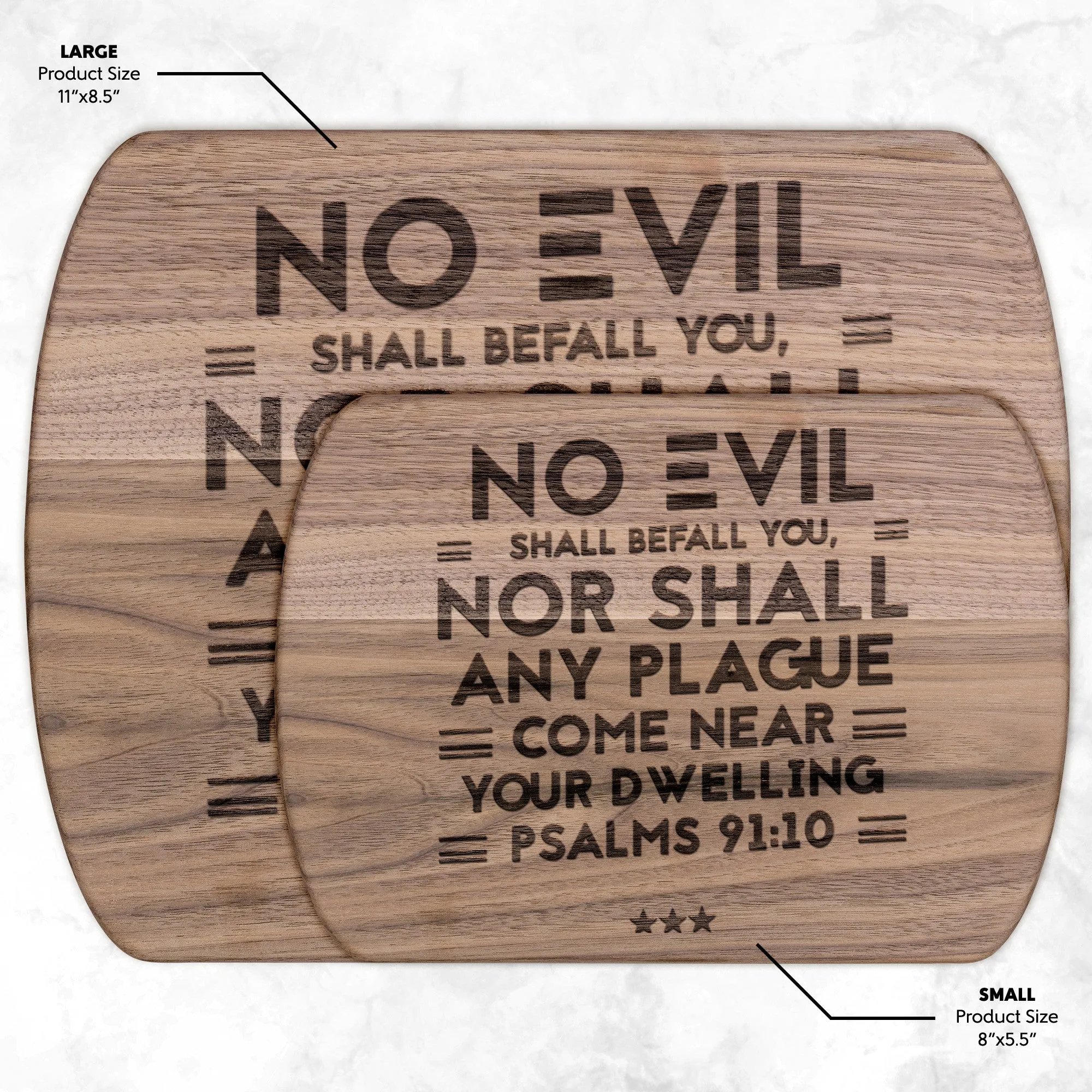 Bible Verse Hardwood Oval Cutting Board - No Evil Shall Befall You ~Psalm 91:10~ Design 6