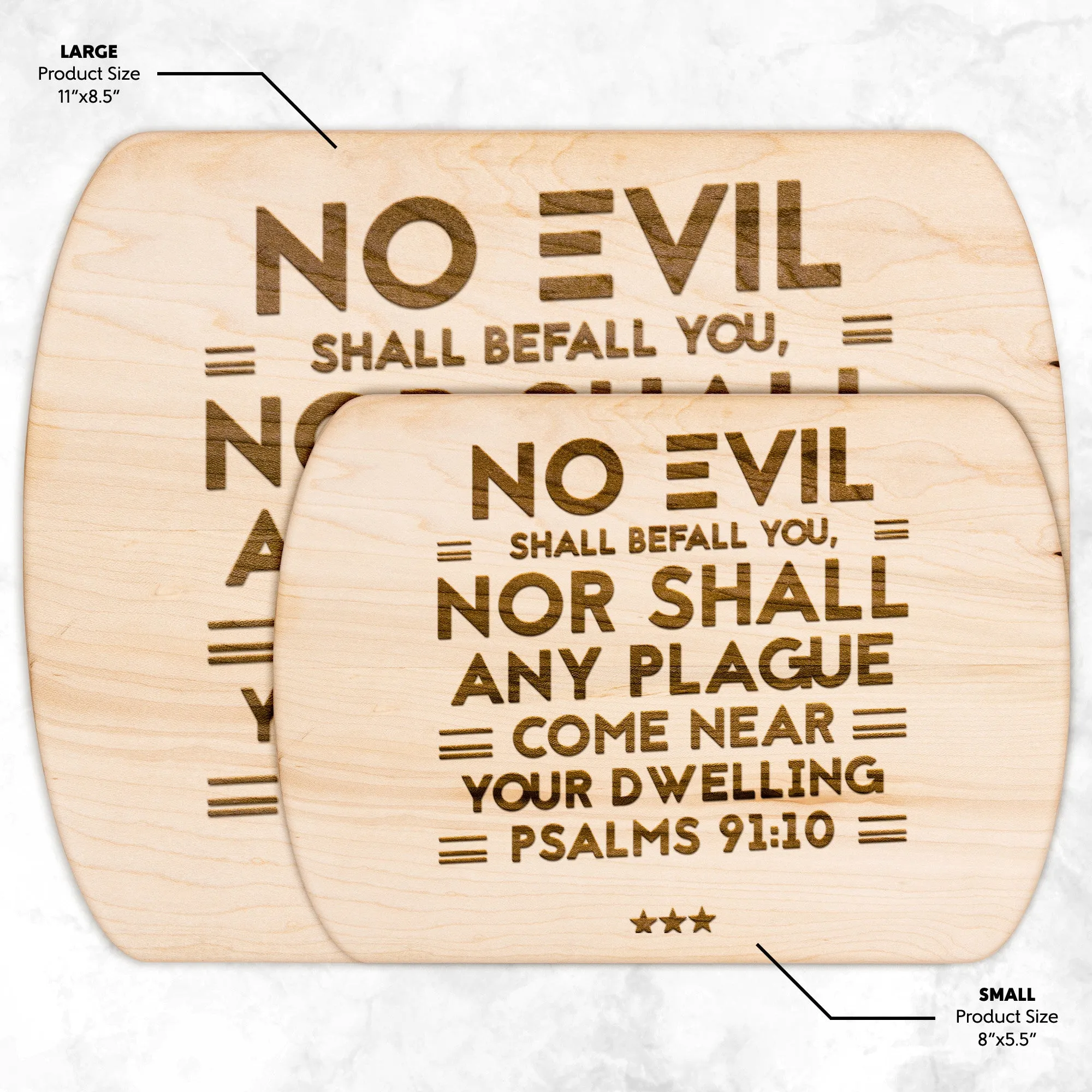 Bible Verse Hardwood Oval Cutting Board - No Evil Shall Befall You ~Psalm 91:10~ Design 6