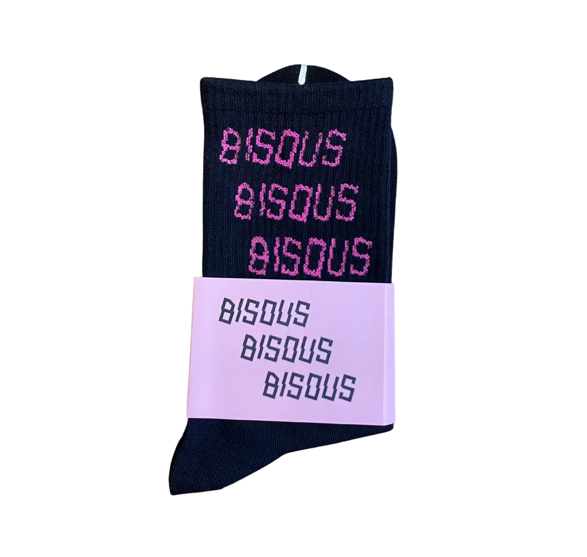 Bisous Skateboards - Bisous x3 Socks - Black w/ Pink-