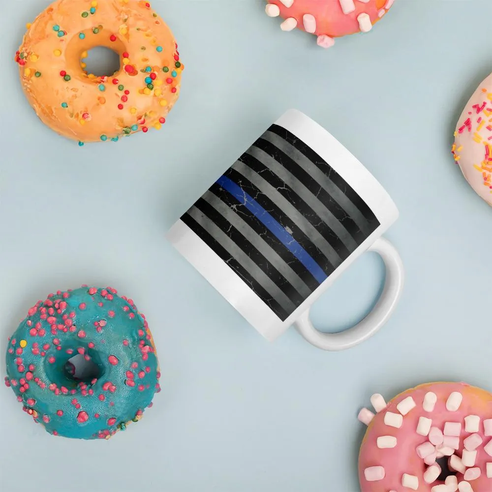 Blue Line Crackle Coffee Mug