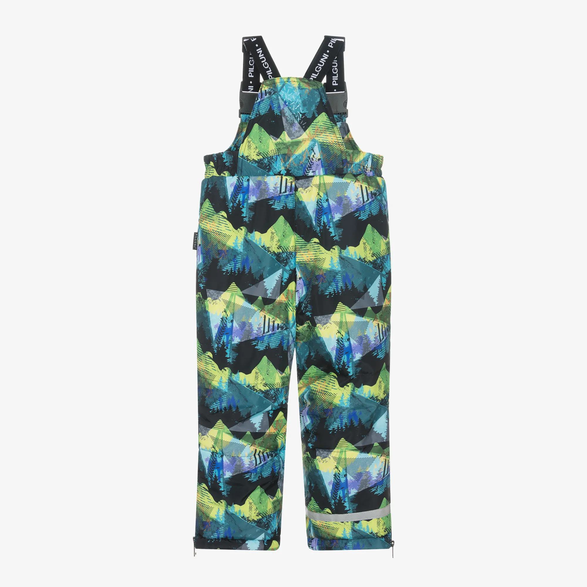 Boys Yellow Mountain Print Ski Salopettes