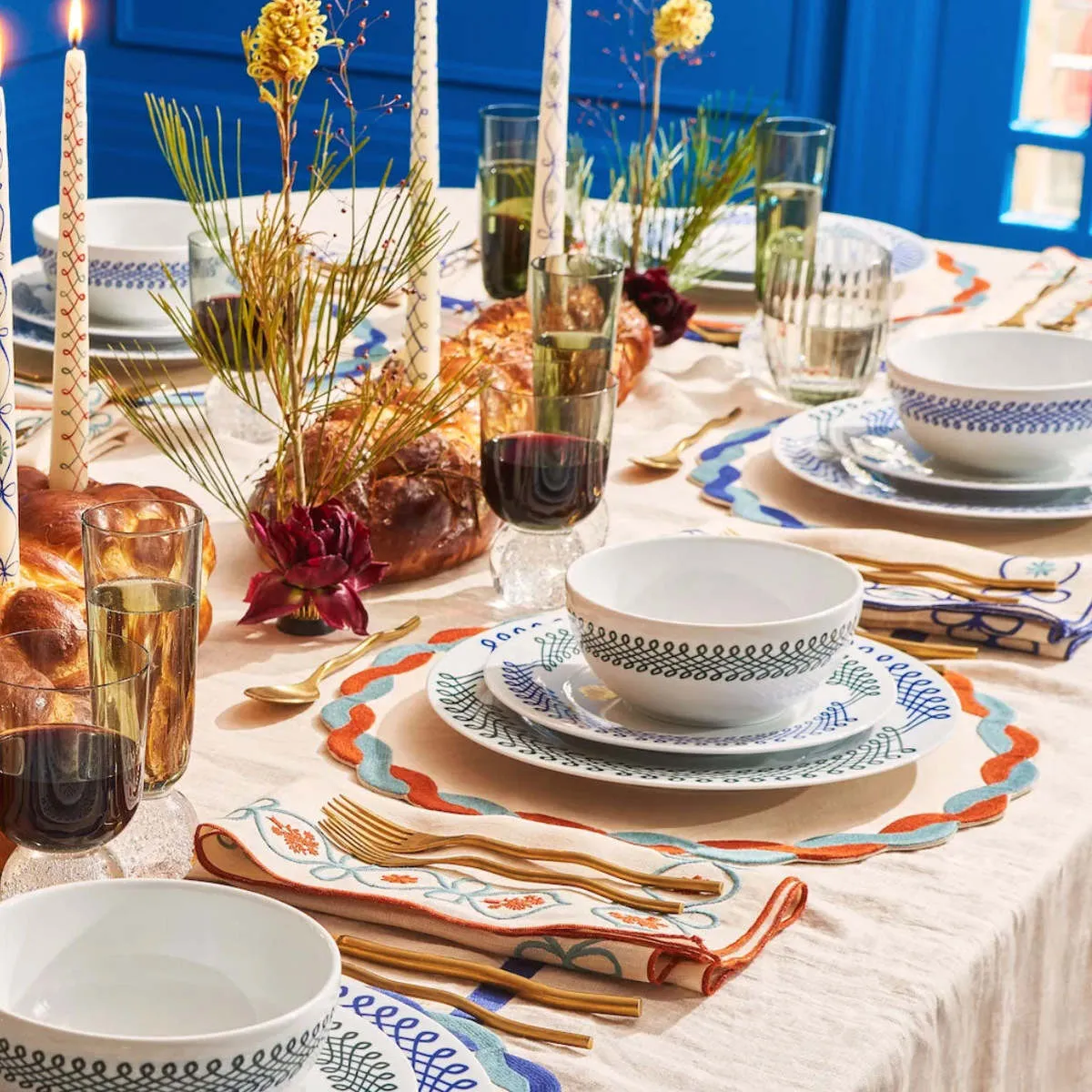 Braided Linen Embroidered Placemats