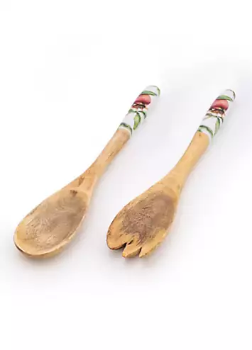 Candlelight Pomegranate Set of 2 Mango Wood Fork & Spoon Set | Kaleidoscope