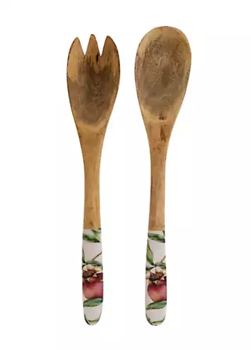 Candlelight Pomegranate Set of 2 Mango Wood Fork & Spoon Set | Kaleidoscope