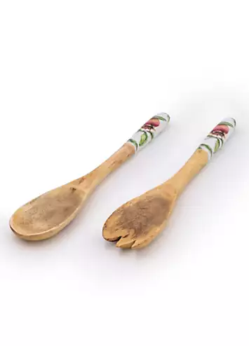 Candlelight Pomegranate Set of 2 Mango Wood Fork & Spoon Set | Kaleidoscope