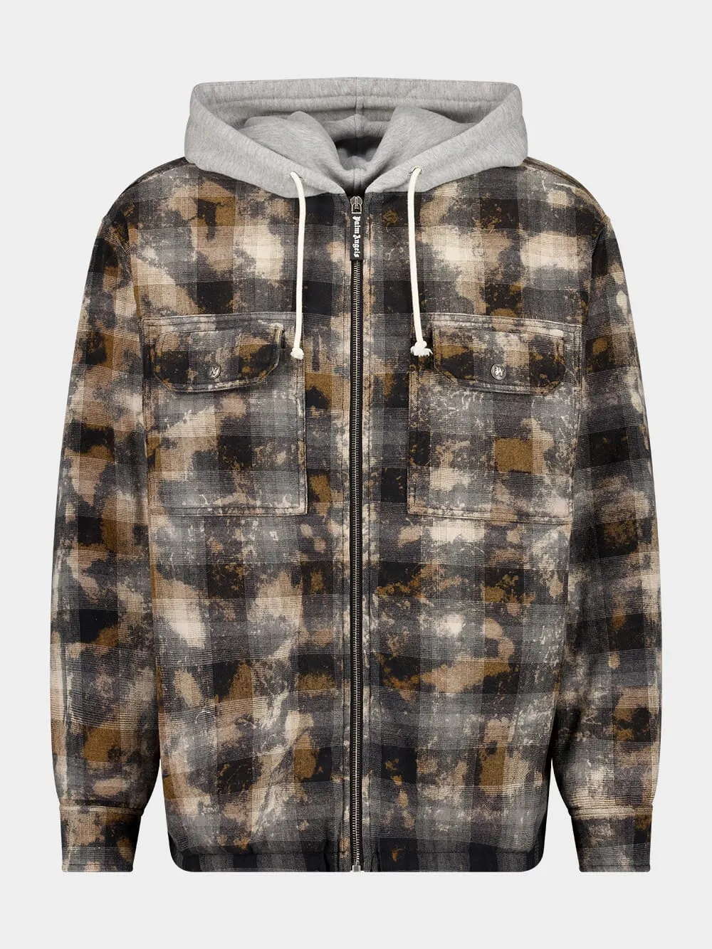 Checked Brown Hooded Jacket